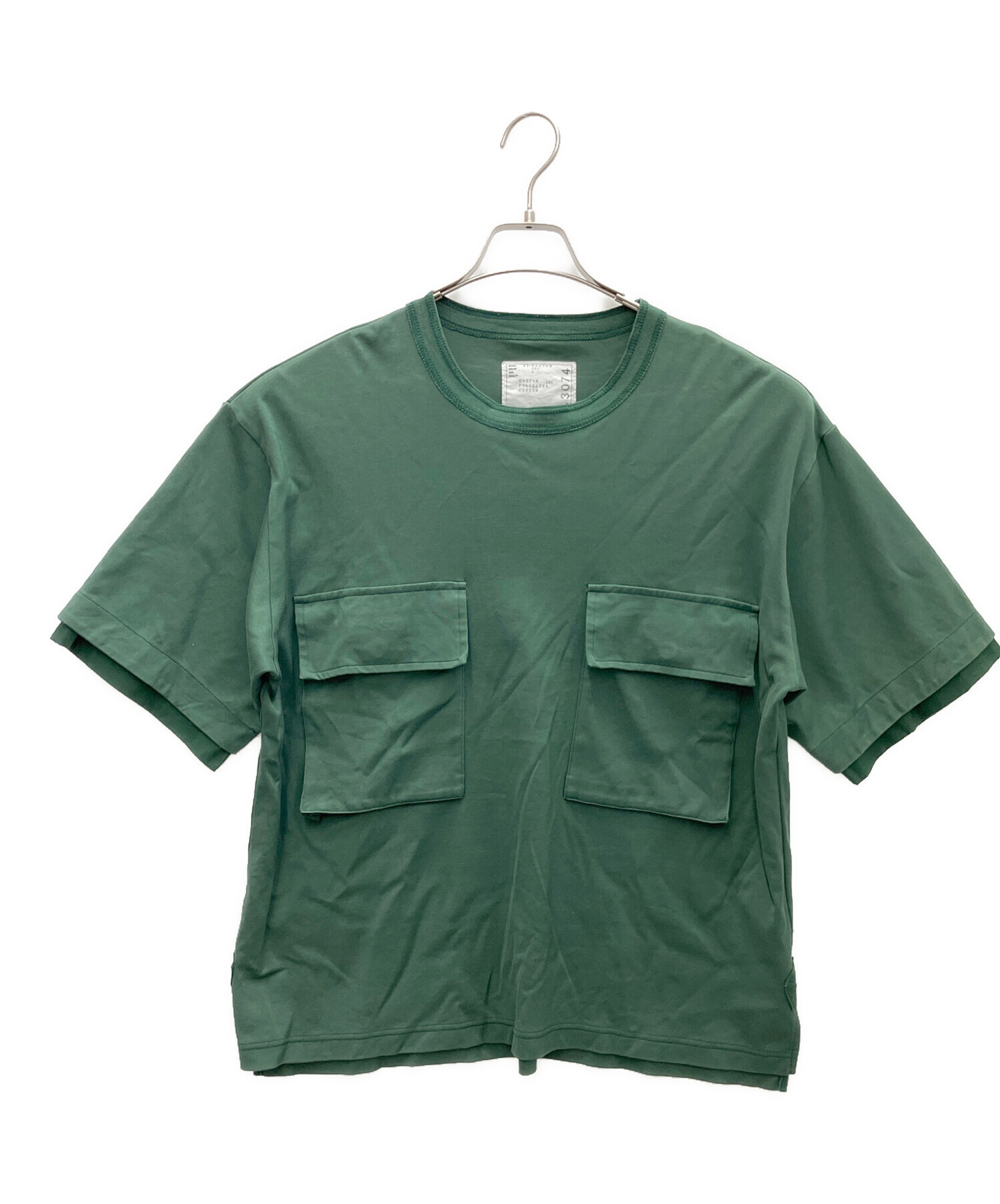 【サイズ2】sacai Flap Pocket Cotton T-Shirt 中古・古着通販】sacai (サカイ) Flap Pocket Cotton T-Shirt グリーン