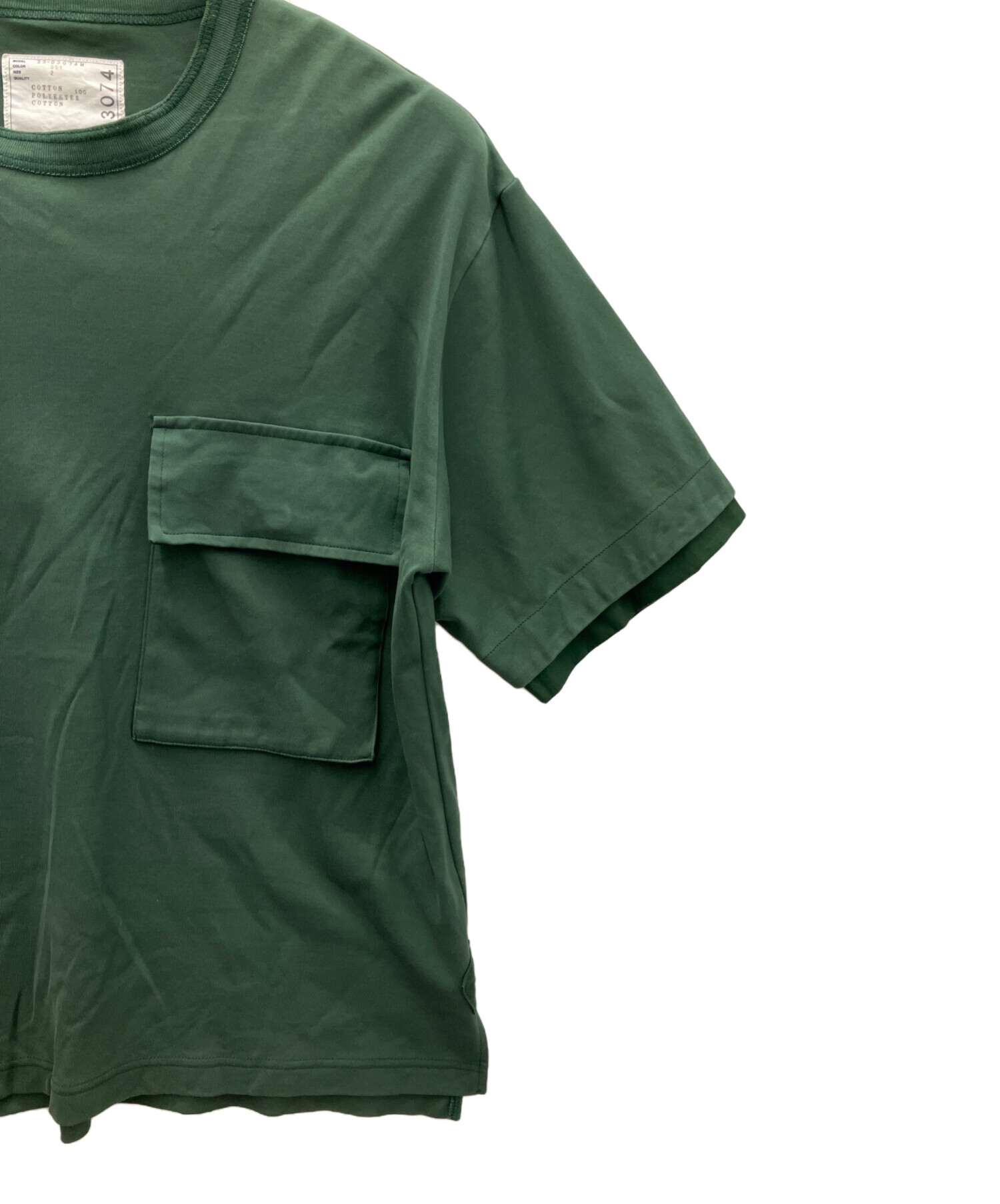 中古・古着通販】sacai (サカイ) Flap Pocket Cotton T-Shirt グリーン