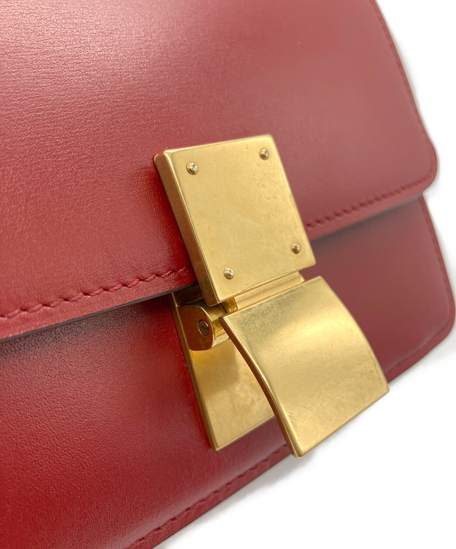 【美品】セリーヌ CELINE トリコ　スモール　ショルダーバッグ レッド CELINE セリーヌ 2way ベルトバッグ スモール ロゴ 手持ち 斜め掛け