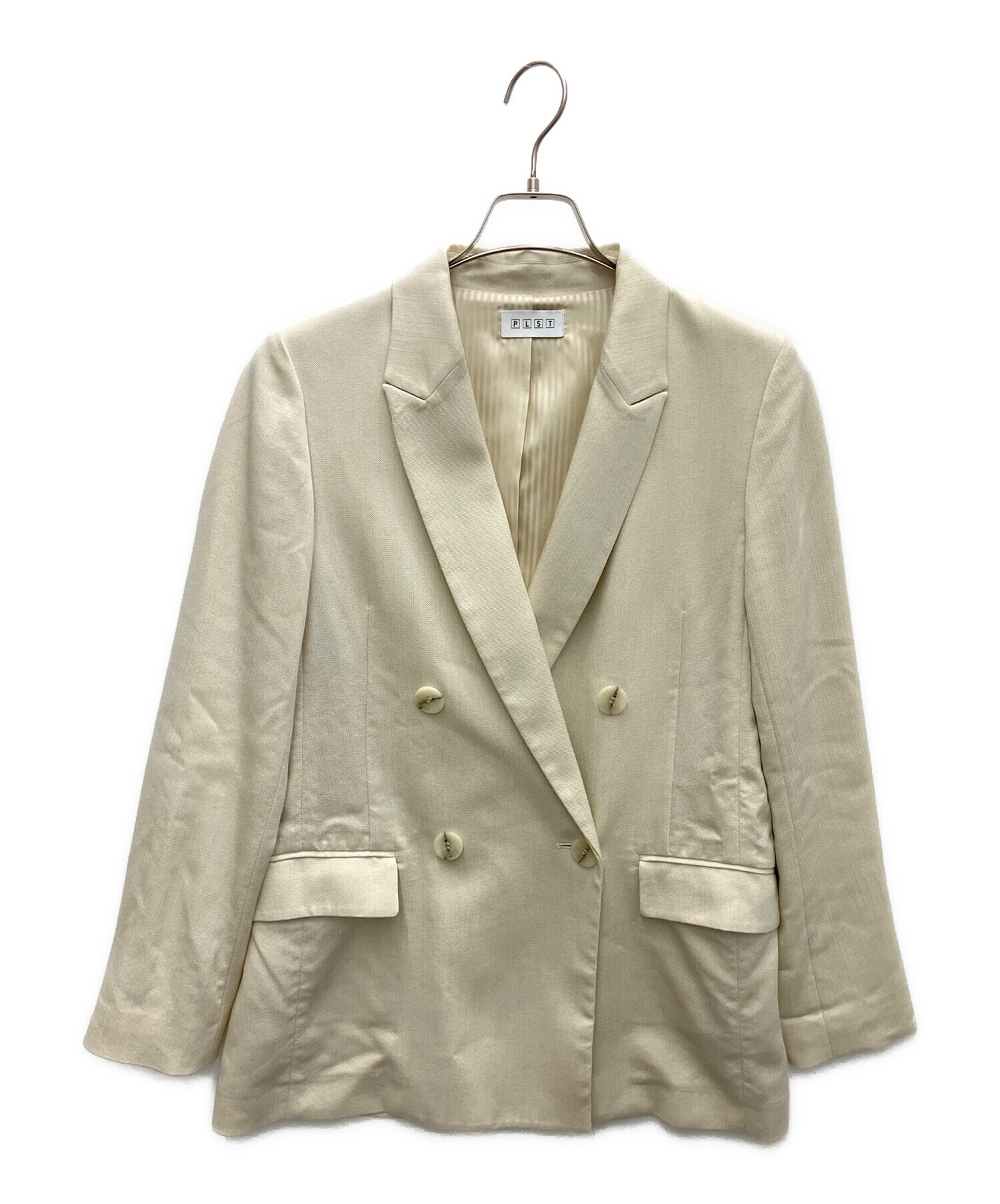 PLSTプラステ　リネンブランドダブルジャケット　ベージュ　L PLST(プラステ)公式 | リネンブレンドダブルジャケット