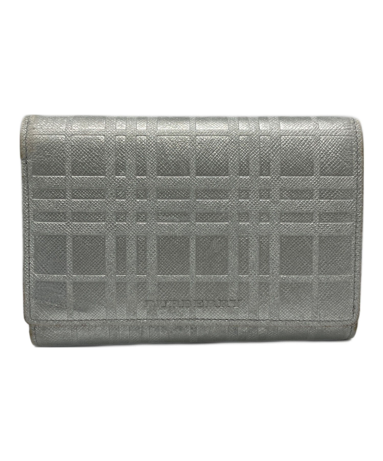 中古・古着通販】BURBERRY (バーバリー) 3つ折り財布 シルバー
