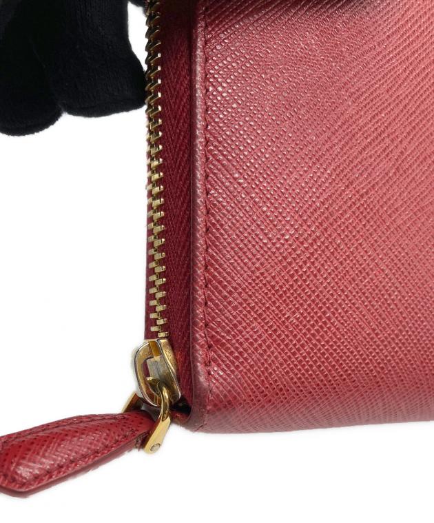 中古・古着通販】PRADA (プラダ) ラウンドファスナー長財布 レッド