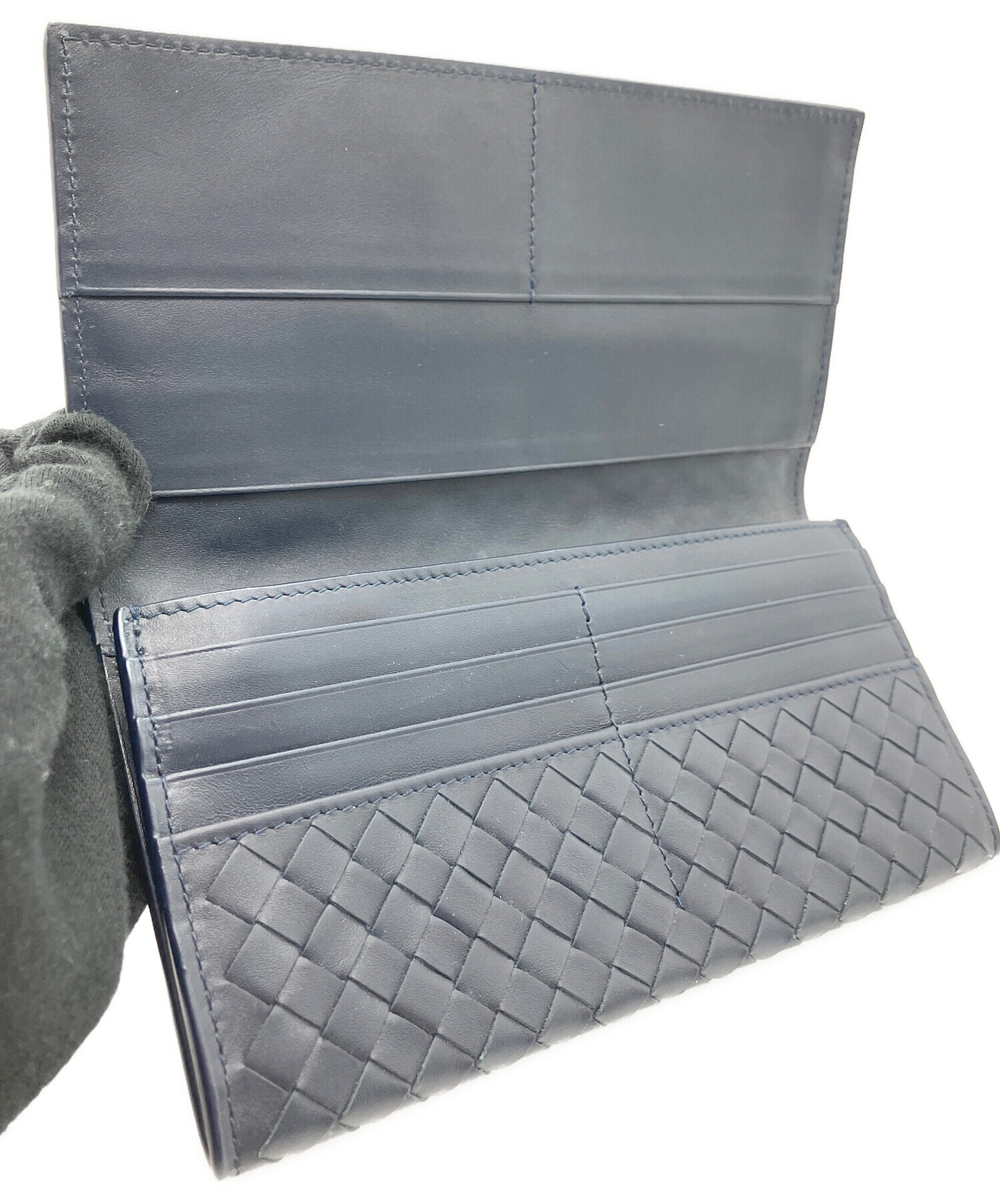 中古・古着通販】BOTTEGA VENETA (ボッテガベネタ) 長財布 ネイビー