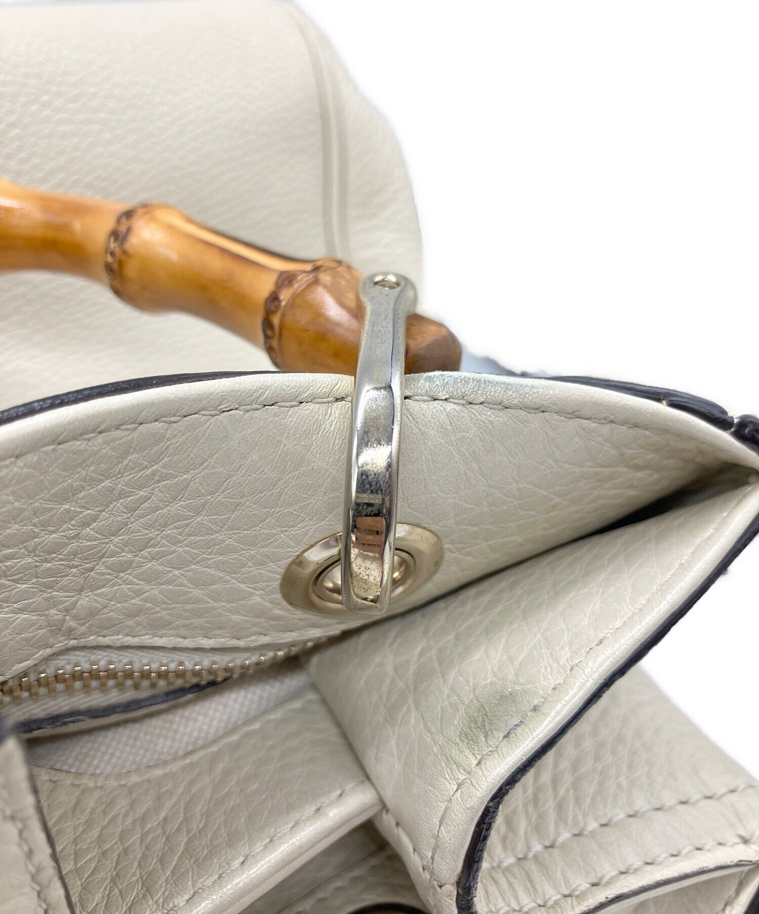 【GUCCI】バンブー ショッパー スモール 2WAYトートバッグ アイボリー 中古・古着通販】GUCCI (グッチ) バンブーショッパースモールトート