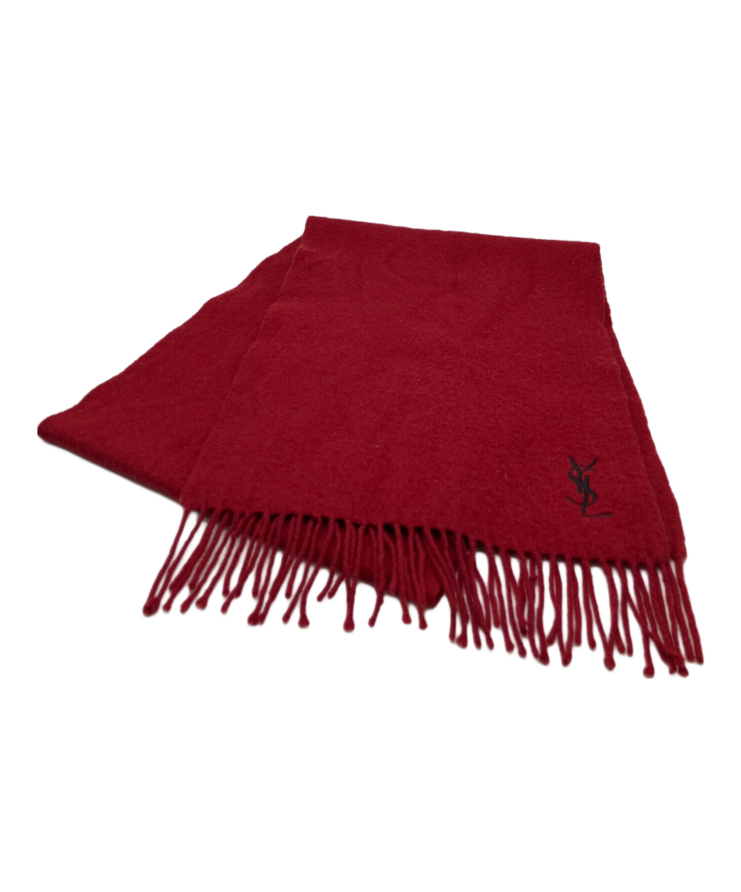 SAINT LAURENT 編み込みマフラー 黒赤 中古・古着通販】Saint Laurent Paris (サンローランパリ) モヘヤ