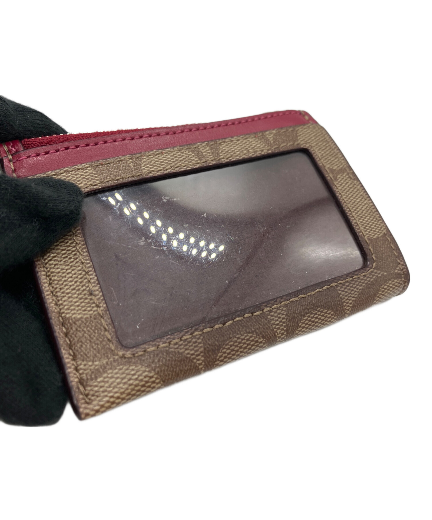 中古・古着通販】COACH (コーチ) パスケース ブラウン×レッド