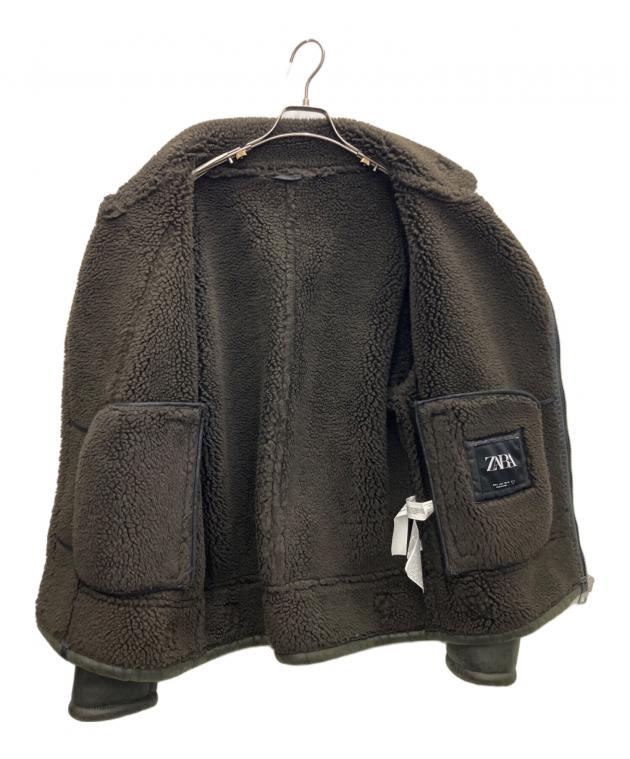 新品未使用　ZARAムートンジャケット 中古・古着通販】ZARA (ザラ) ムートンジャケット オリーブ サイズ:L