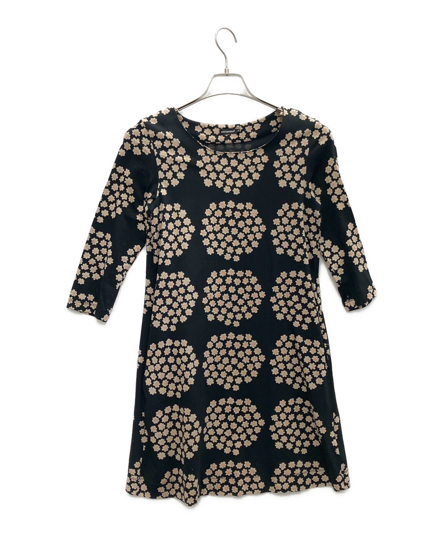 中古・古着通販】marimekko (マリメッコ) 長袖ワンピース ブラック