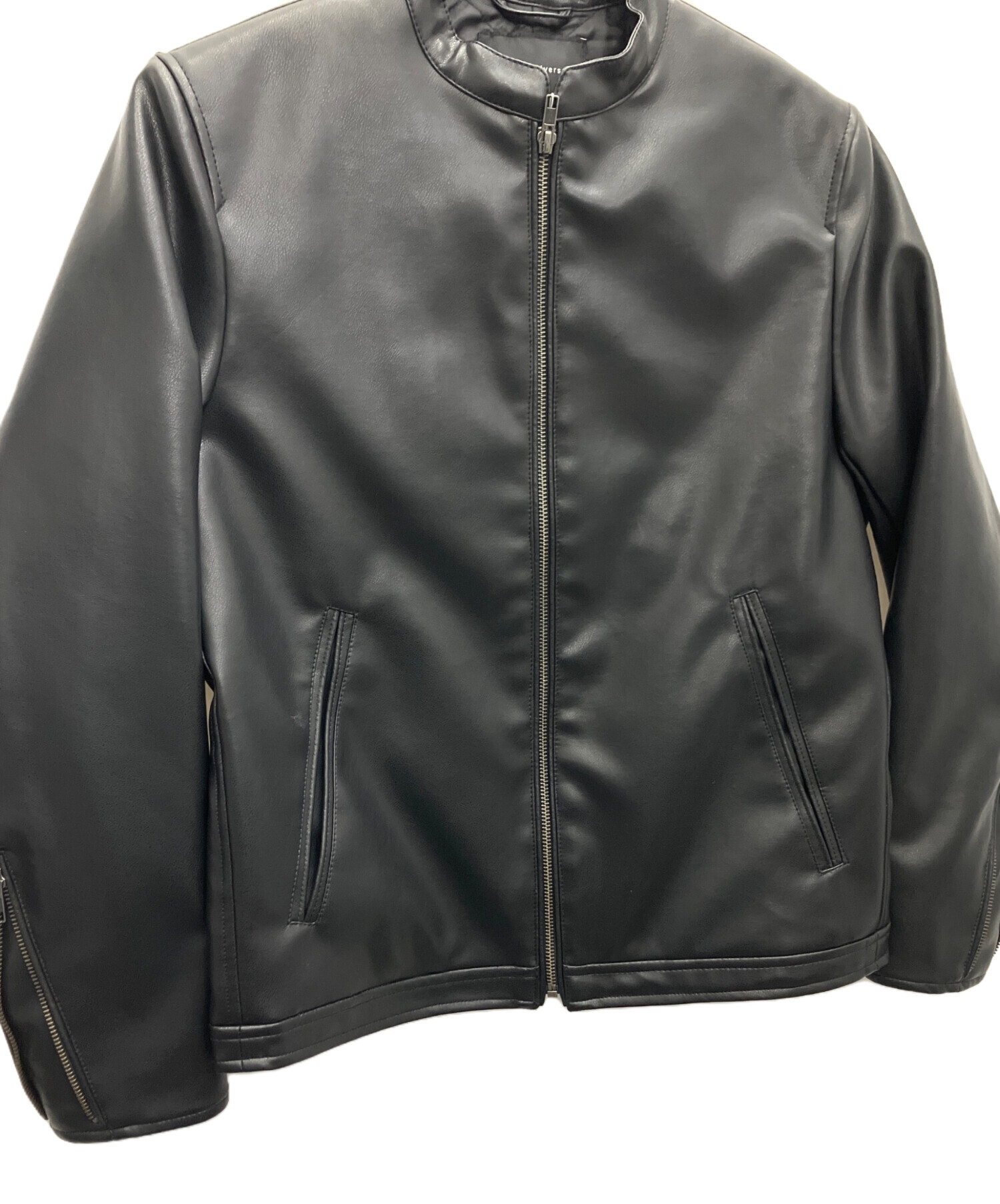 新品未使用品ナノユニバース　XL フェイクレザーシングルライダースジャケット 中古・古着通販】nano・universe (ナノ・ユニバース) フェイクレザー