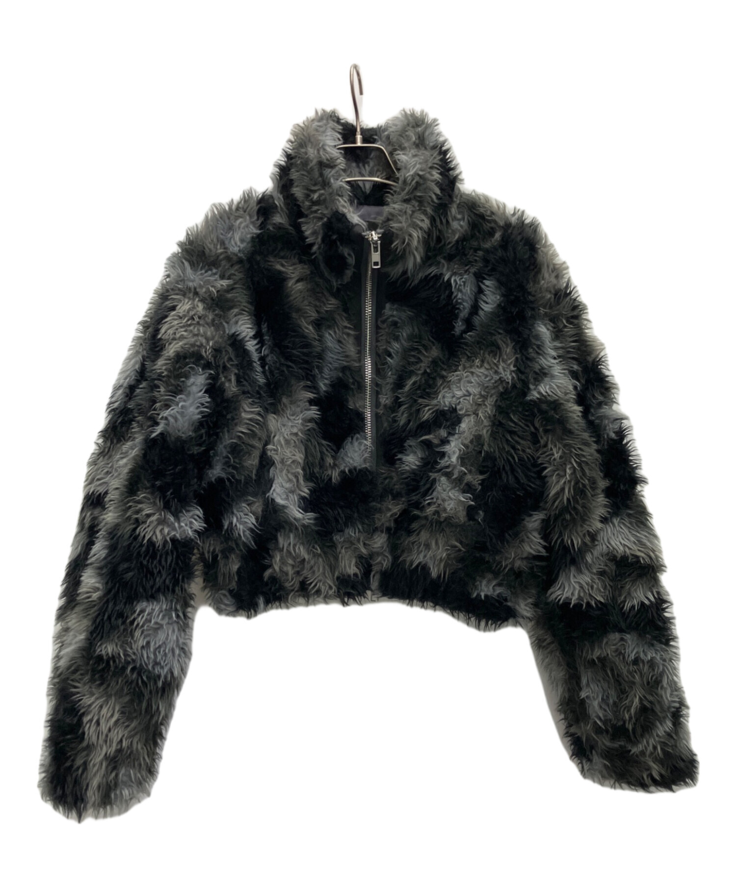 中古・古着通販】EMODA (エモダ) ファージャケット グレー×ブラック