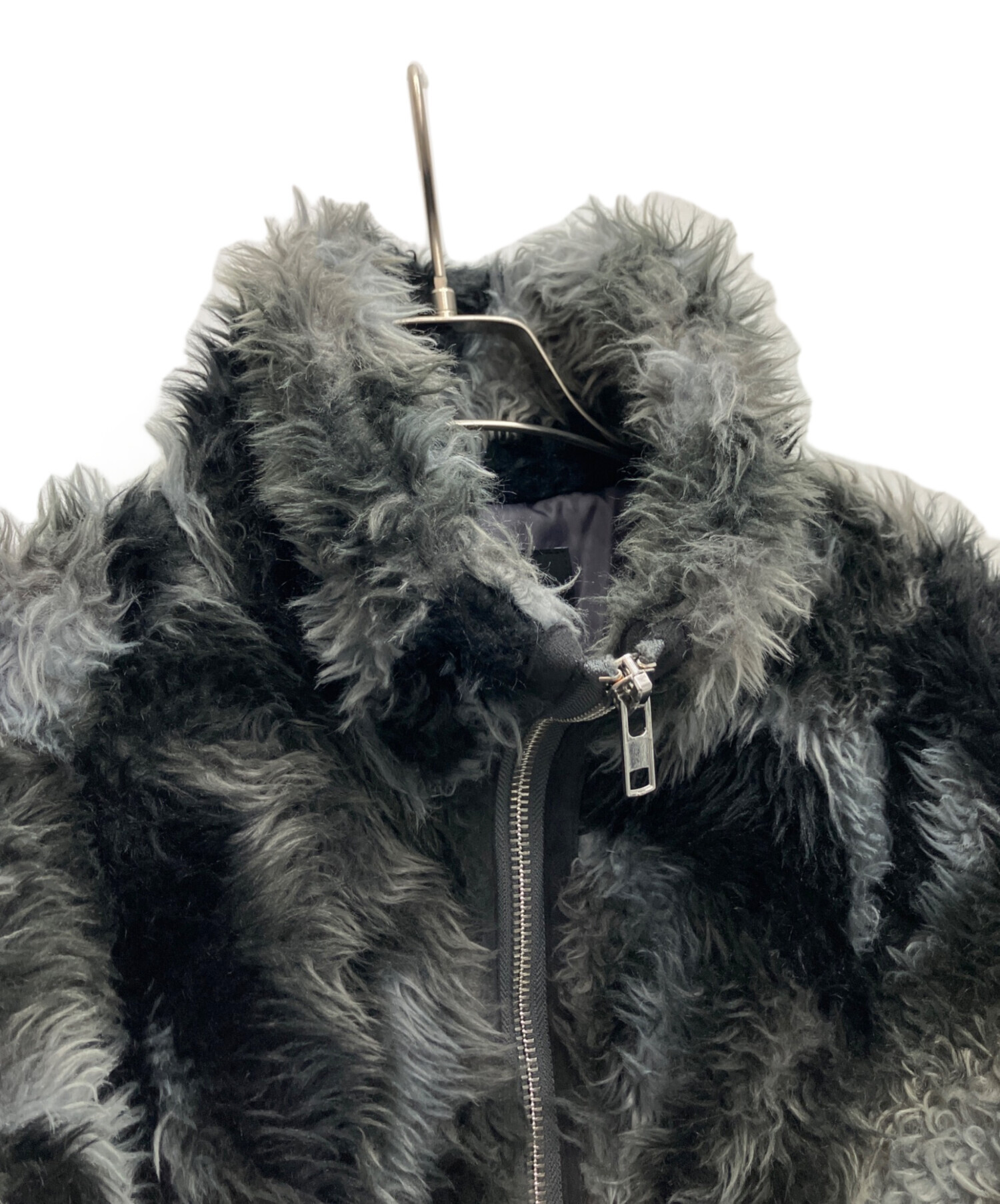 EMODA ブルゾン ファー ジャケット 中古・古着通販】EMODA (エモダ) ファージャケット グレー×ブラック