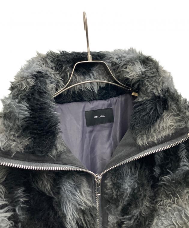 中古・古着通販】EMODA (エモダ) ファージャケット グレー×ブラック