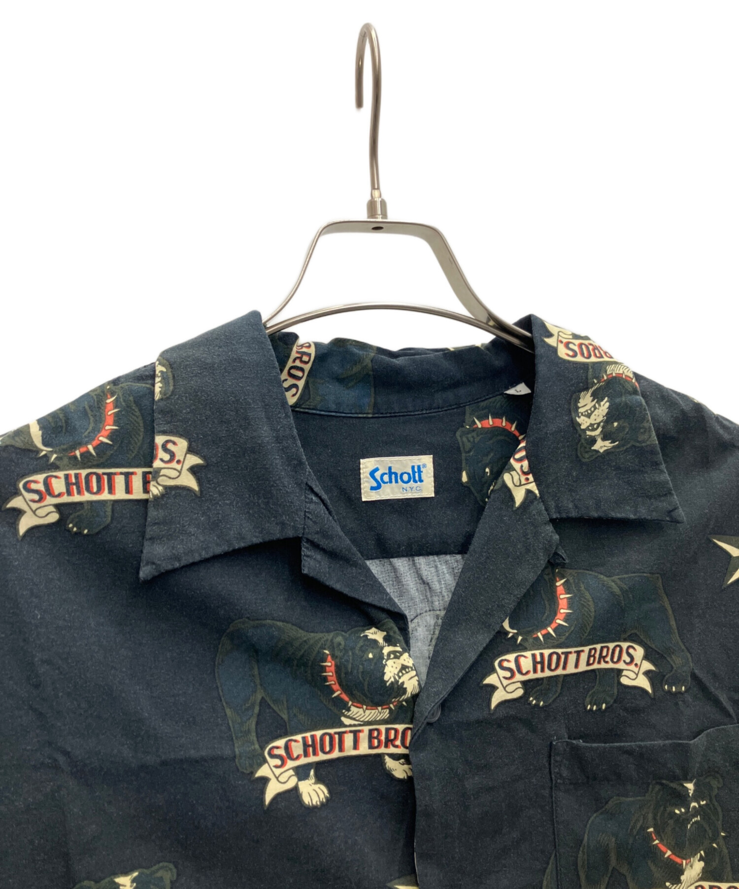 中古・古着通販】Schott (ショット) 半袖シャツ ブラック サイズ:L