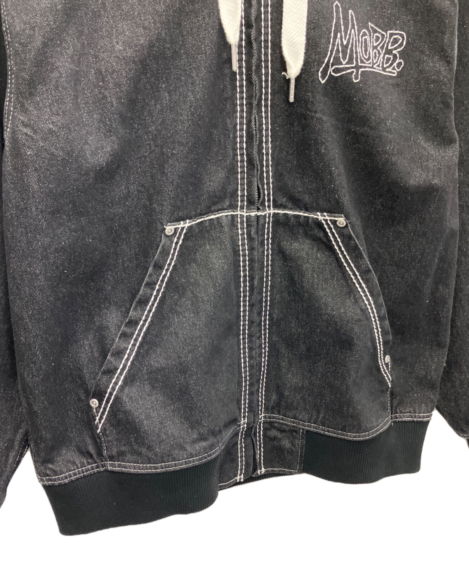 中古・古着通販】MoBB (モブ) FAT STITCH DENIM JACKET ブラック