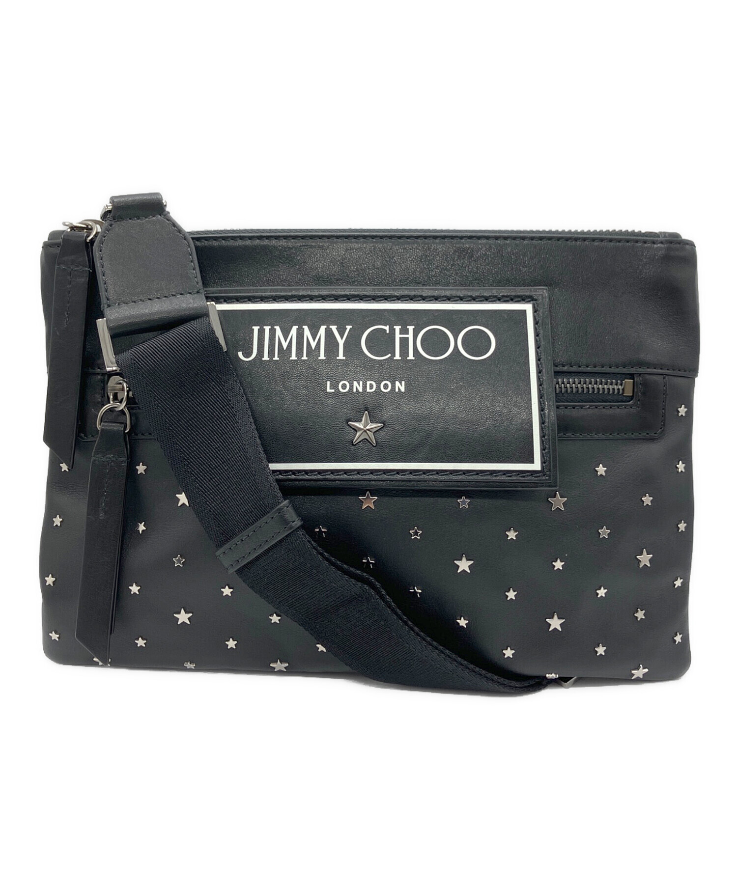 ジミーチュウ Jimmy Choo スカイバッグ ポーチ付き ワンショルダーバッグ  ブラック【中古】【美品】 ジミーチュウ Jimmy Choo スカイバッグ ポーチ付き ワンショルダー