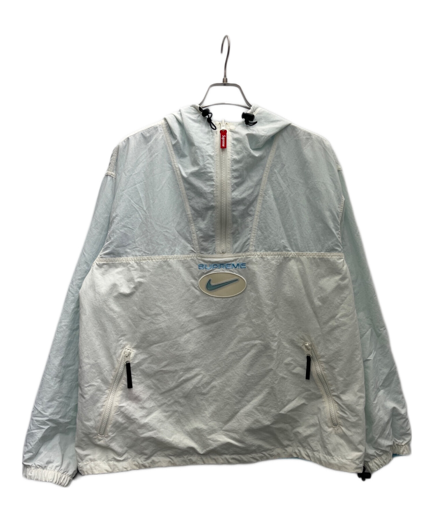 Supreme (シュプリーム) NIKE (ナイキ) アノラックパーカー ホワイト×スカイブルー サイズ:L