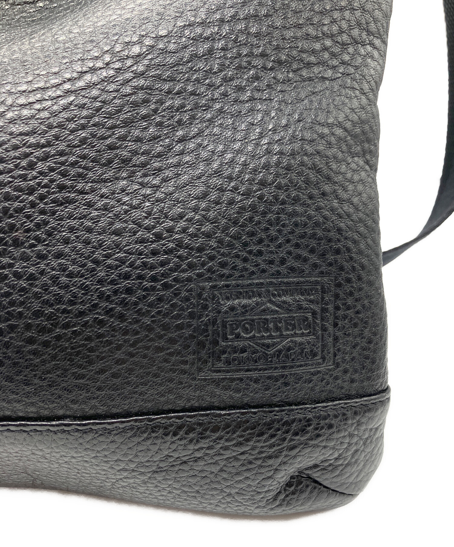 中古・古着通販】PORTER (ポーター) レザーサコッシュ ブラック 