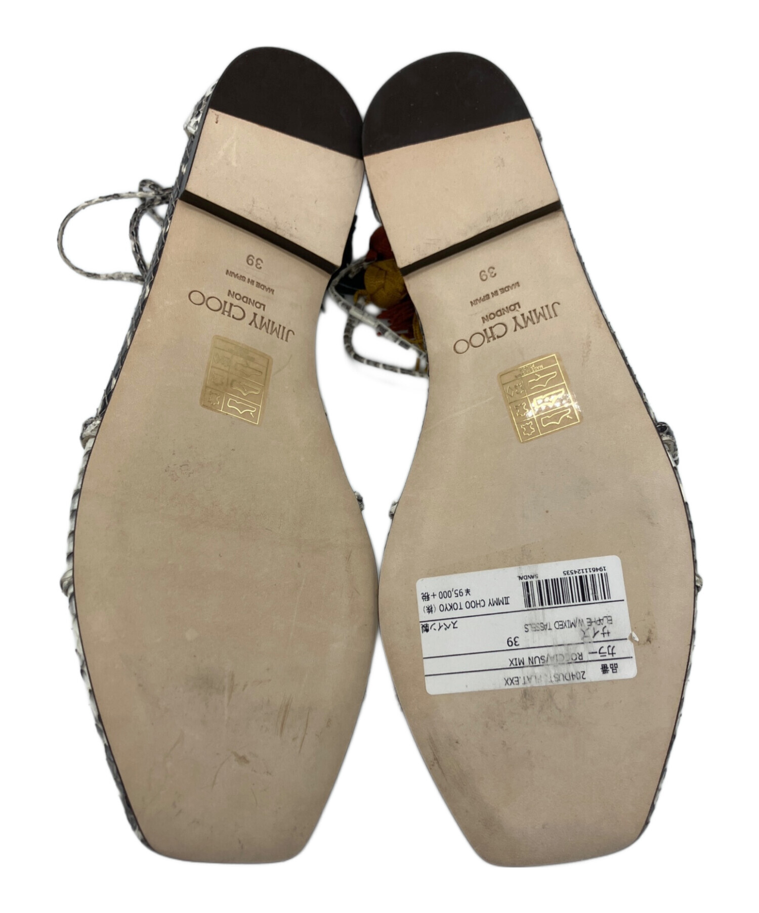 【美品】JIMMY CHOO サンダル 中古・古着通販】JIMMY CHOO (ジミーチュウ) サンダル ブラック