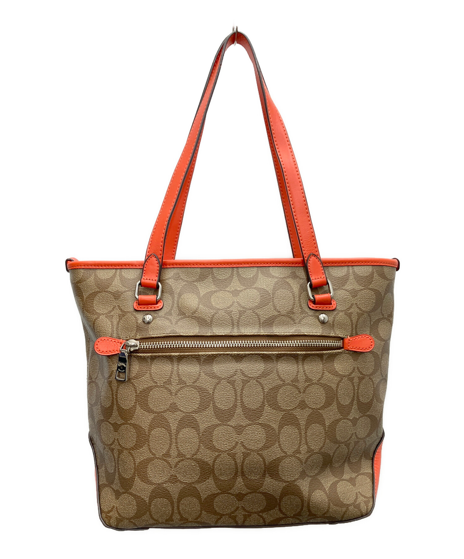 中古・古着通販】COACH (コーチ) トートバッグ ブラウン×オレンジ 