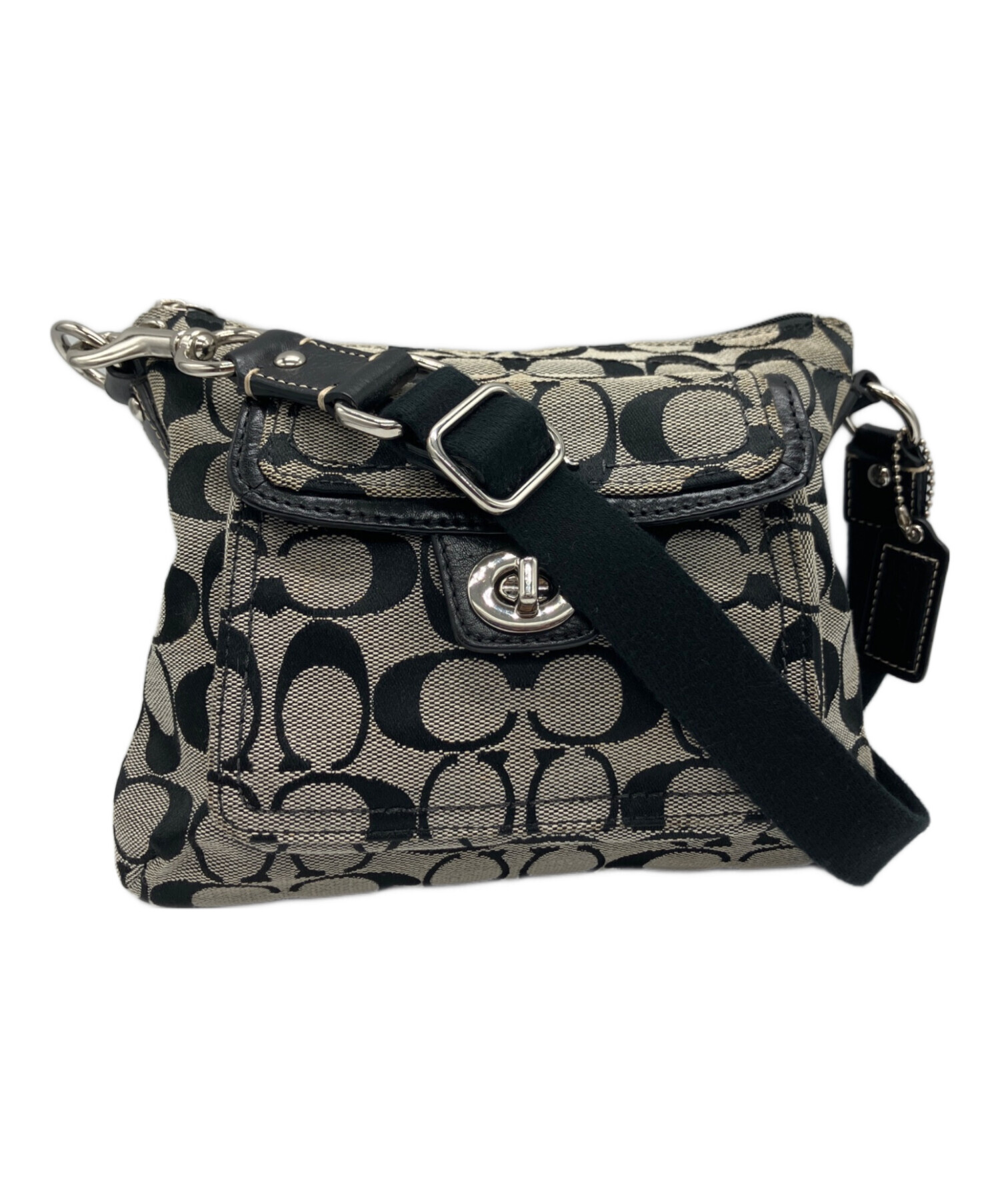 中古・古着通販】COACH (コーチ) ショルダーバッグ ブラック×グレー 