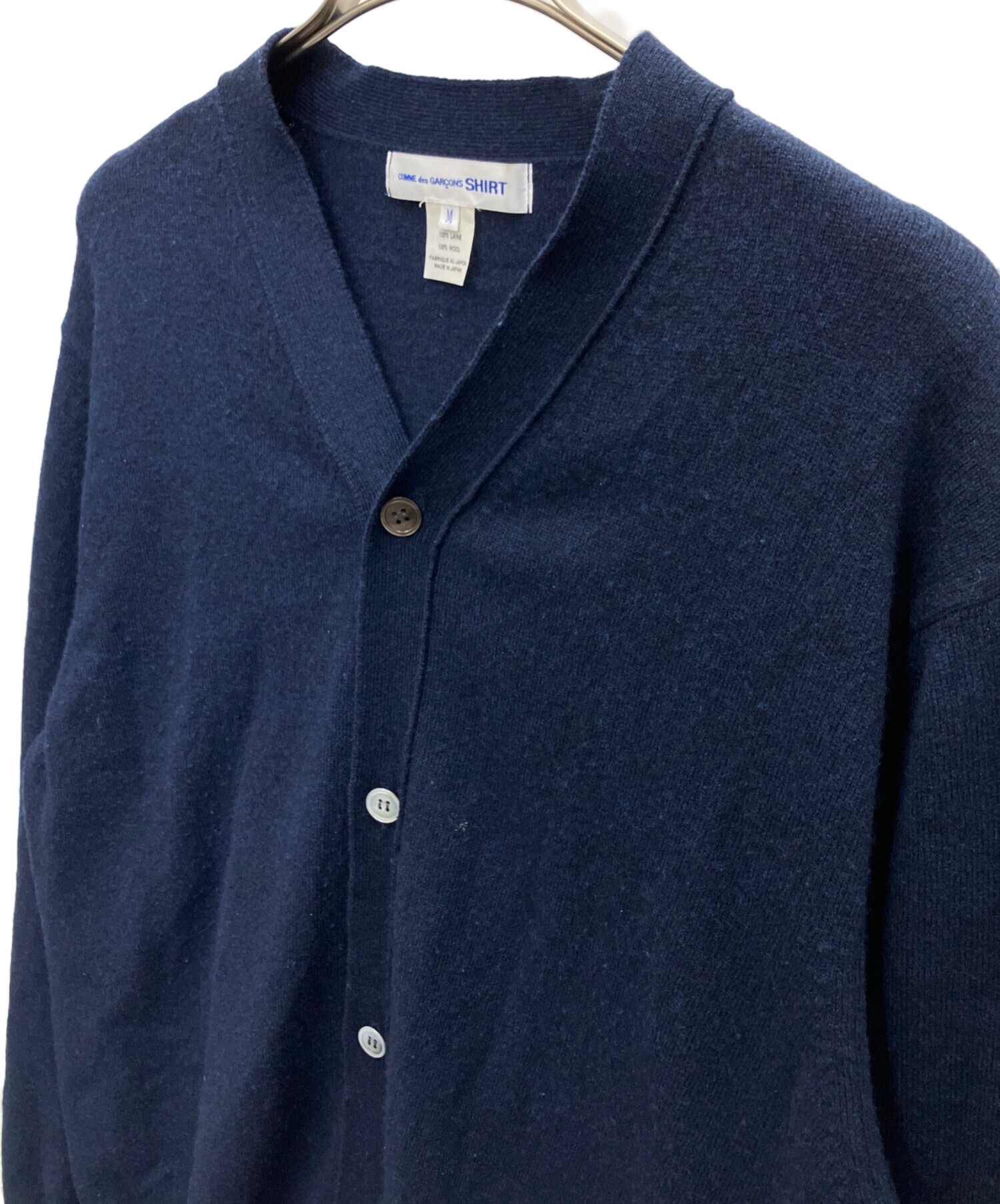 美品・COMME des GARCONS 変形カーディガン　毛100％　紺　S 中古・古着通販】COMME des GARCONS SHIRT (コムデギャルソンシャツ