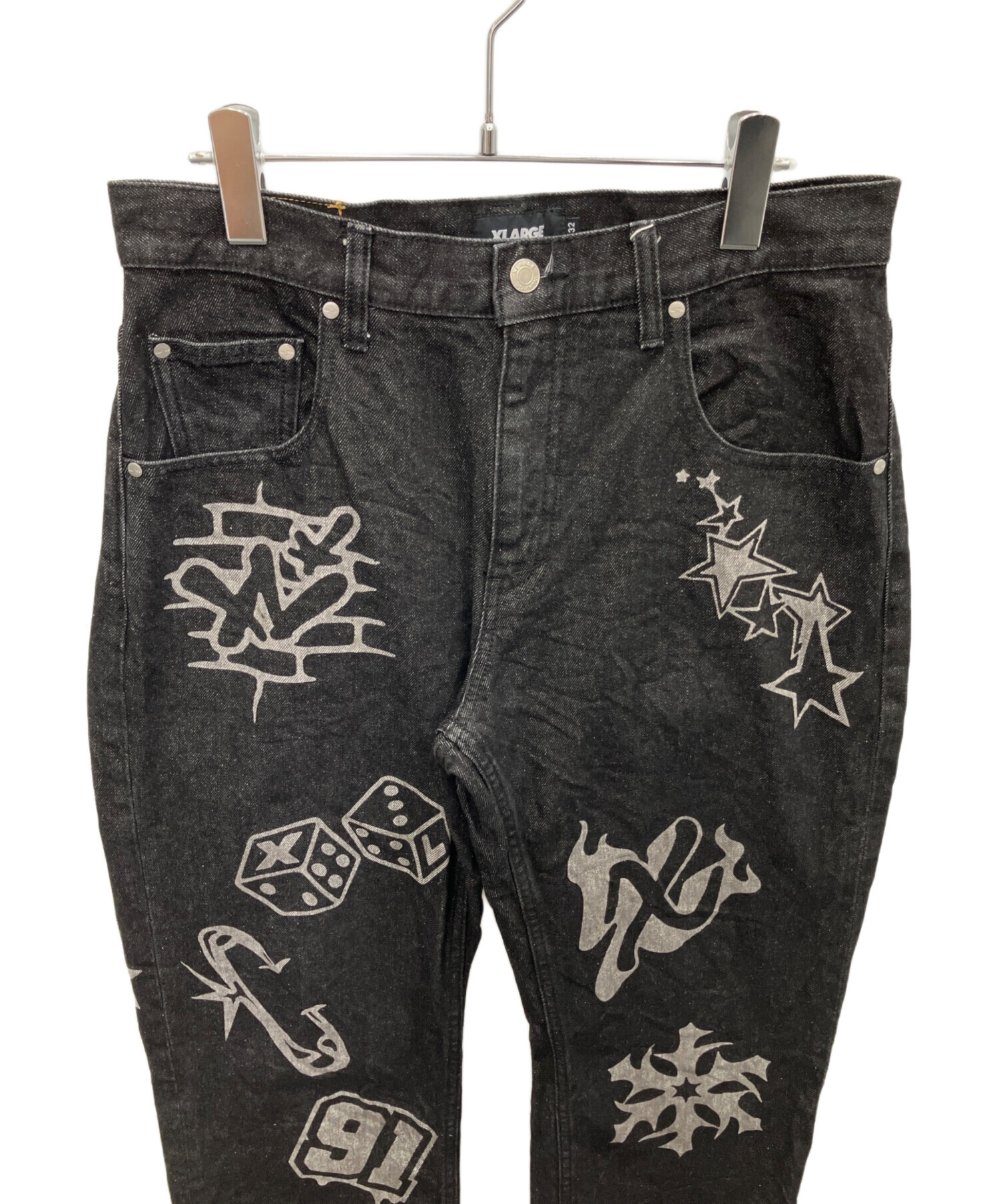 中古・古着通販】X-LARGE (エクストララージ) デニムパンツ ブラック