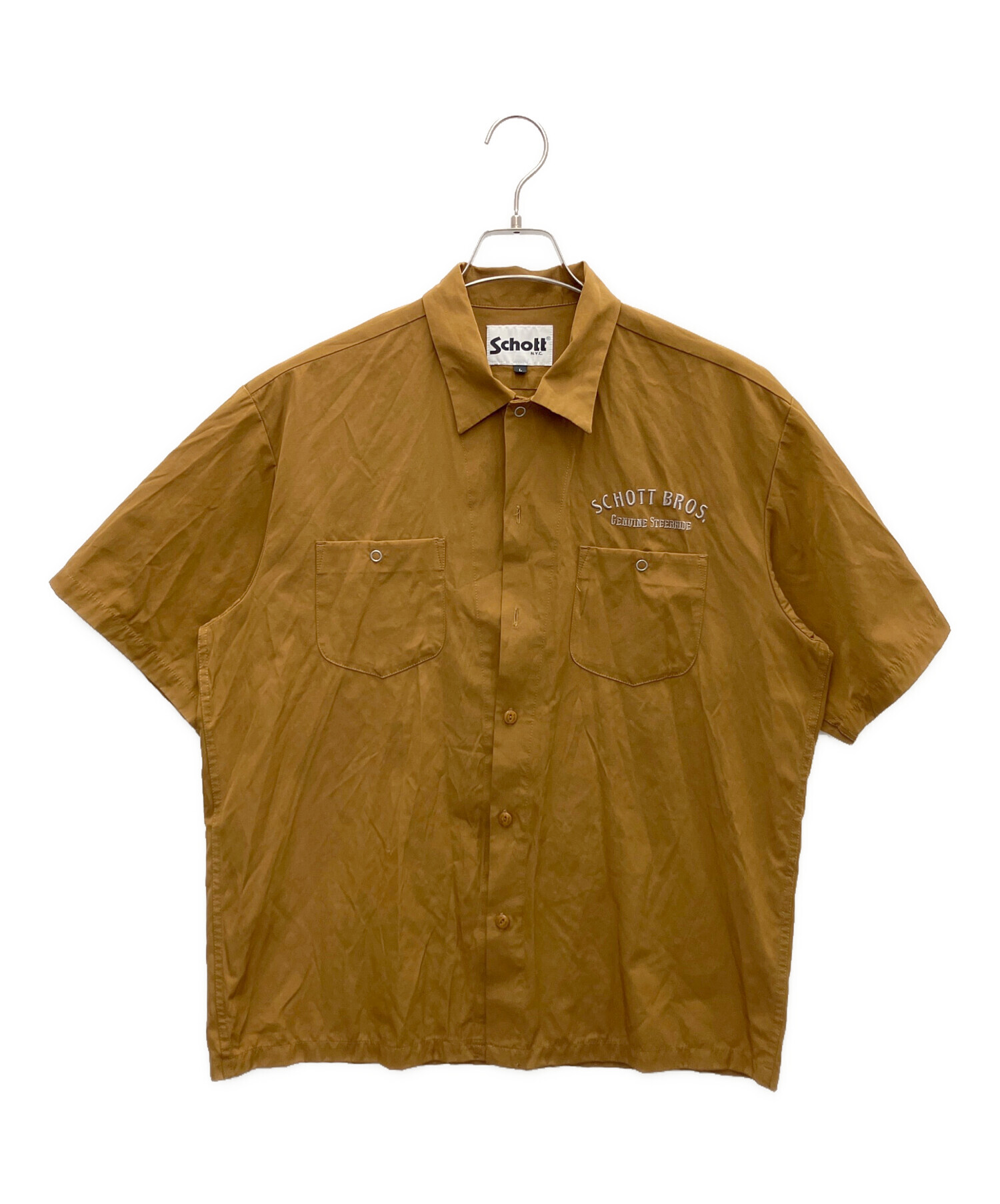 中古・古着通販】Schott (ショット) 半袖シャツ ブラウン サイズ:L