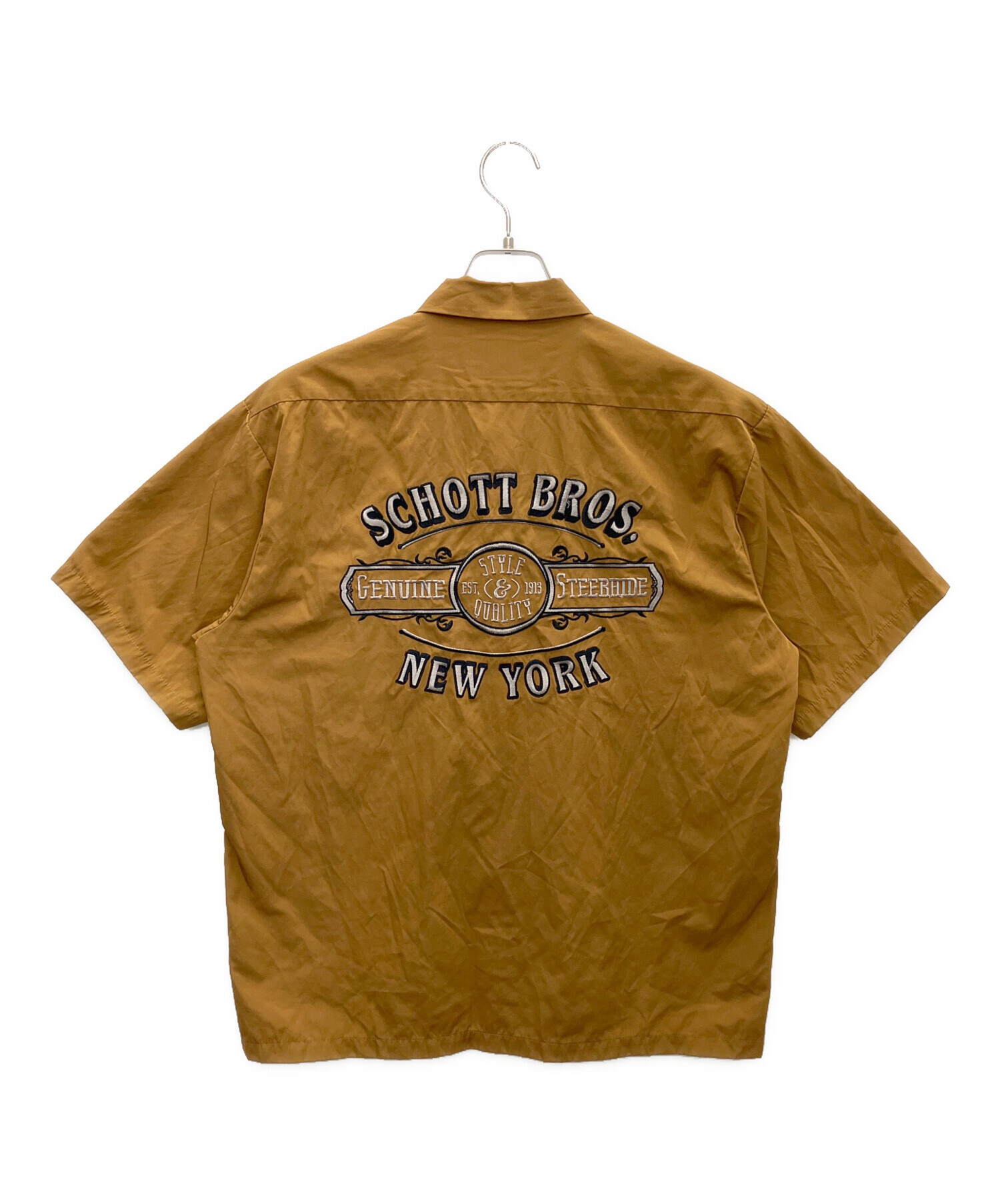 未使用 タグ付き Schott ショット 半袖 ワークシャツ XL ブラウン 中古・古着通販】Schott (ショット) 半袖シャツ ブラウン サイズ:L