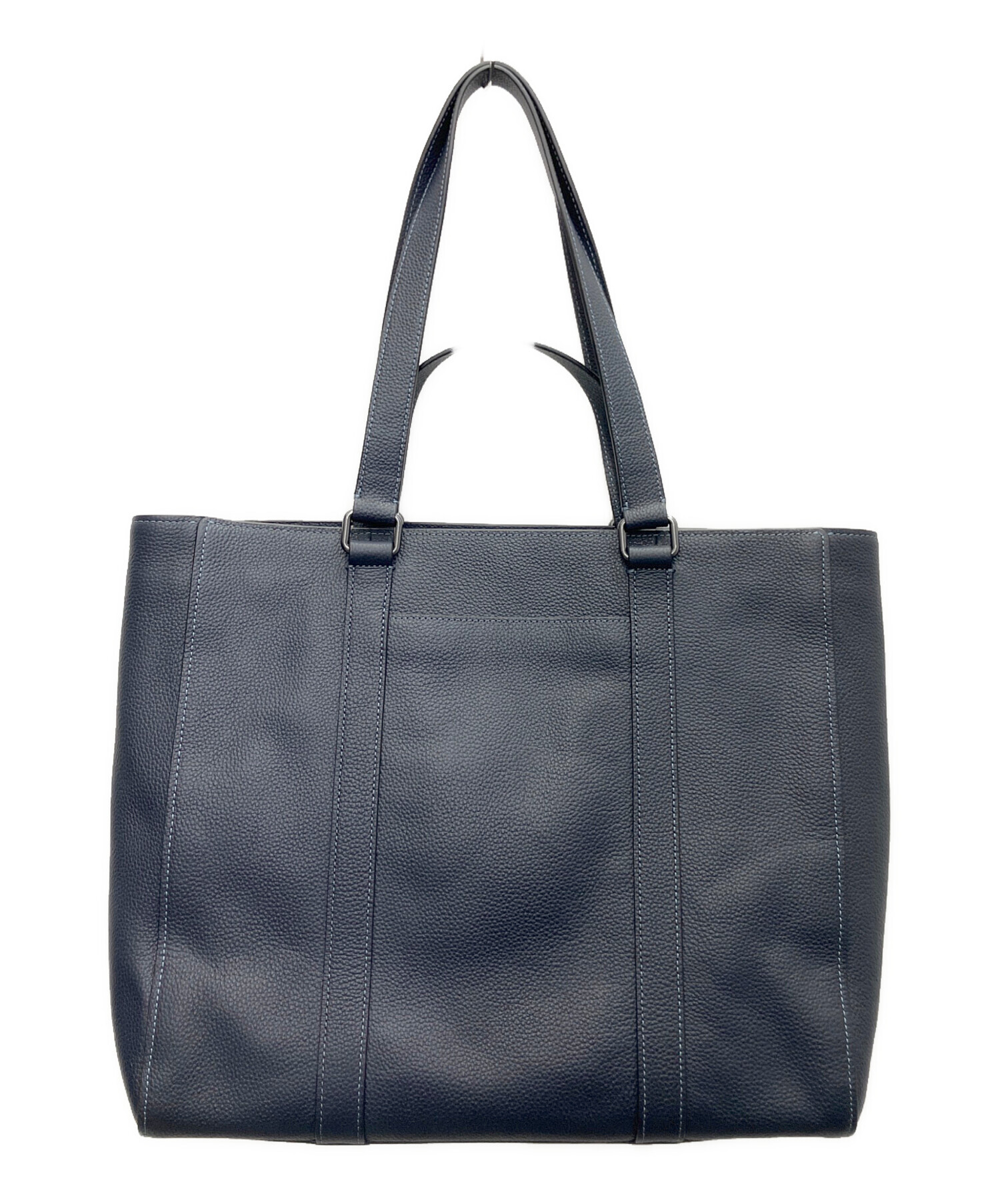 【美品】 coach トートバッグ ダブルハンドル　ブルー 中古・古着通販】COACH (コーチ) ダブルハンドル トート ネイビー