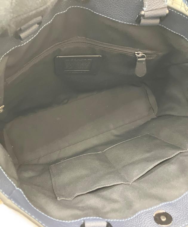 【中古】 親とたたかう 中古・古着通販】COACH (コーチ) ダブルハンドル トート ネイビー