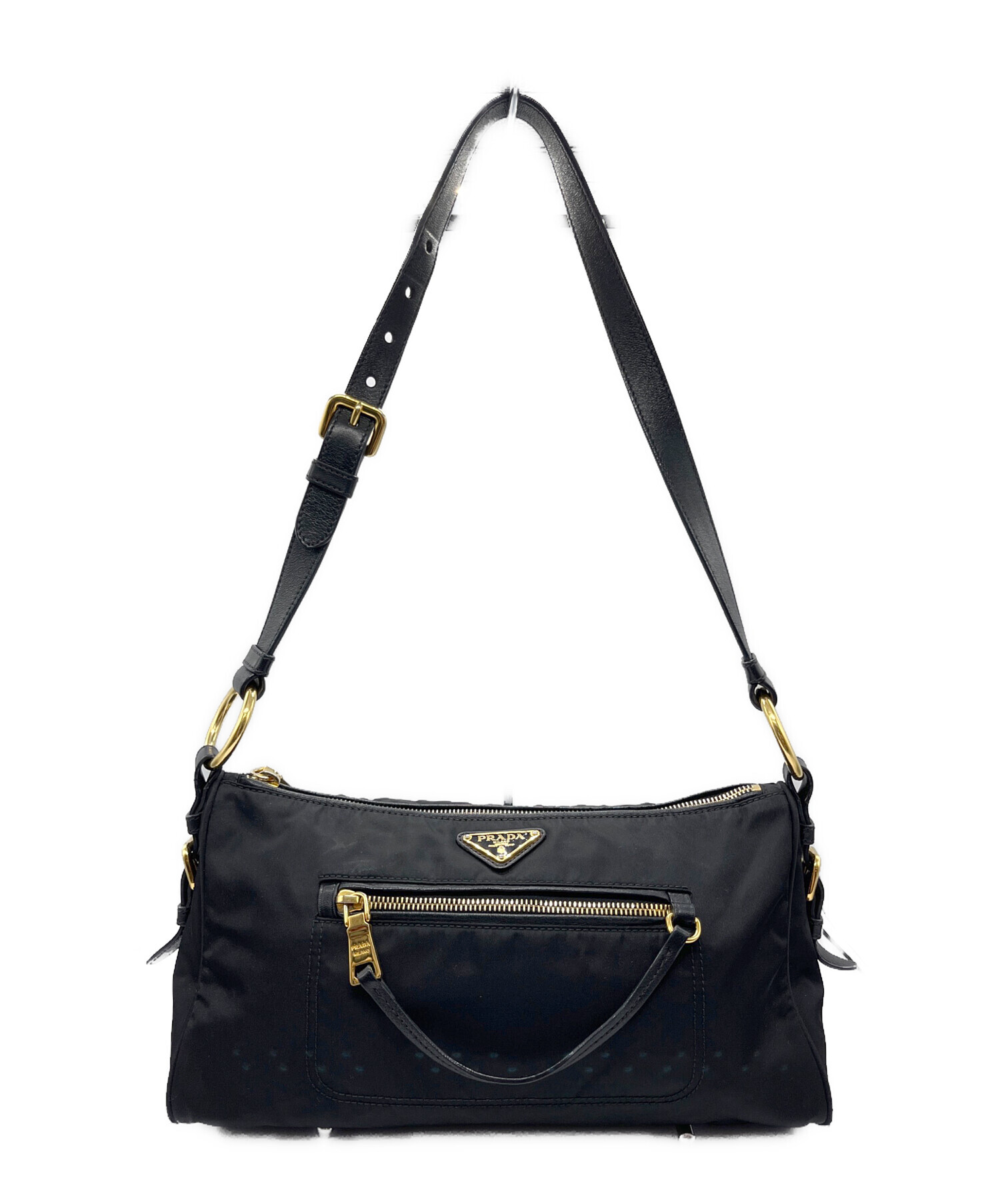 中古・古着通販】PRADA (プラダ) ショルダーバッグ ブラック×ゴールド