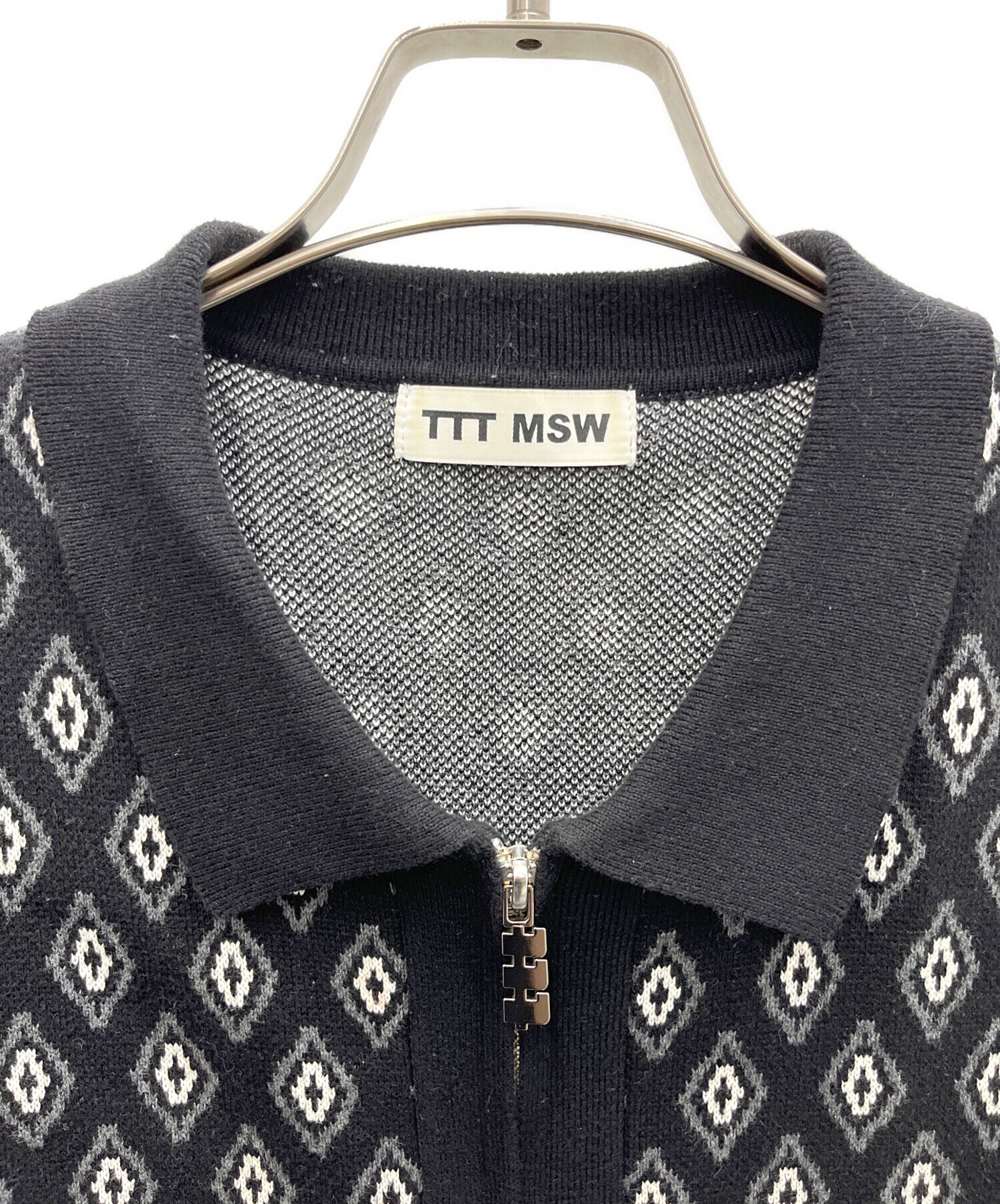 プ*認様 TTT_MSW 【品名】23SS DIAMOND KNIT POLO 中古・古着通販】TTT MSW (ティー) Diamond Knit Polo ブラック サイズ