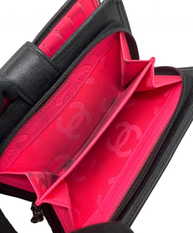 中古・古着通販】CHANEL (シャネル) 2つ折り財布 ブラック｜ブランド