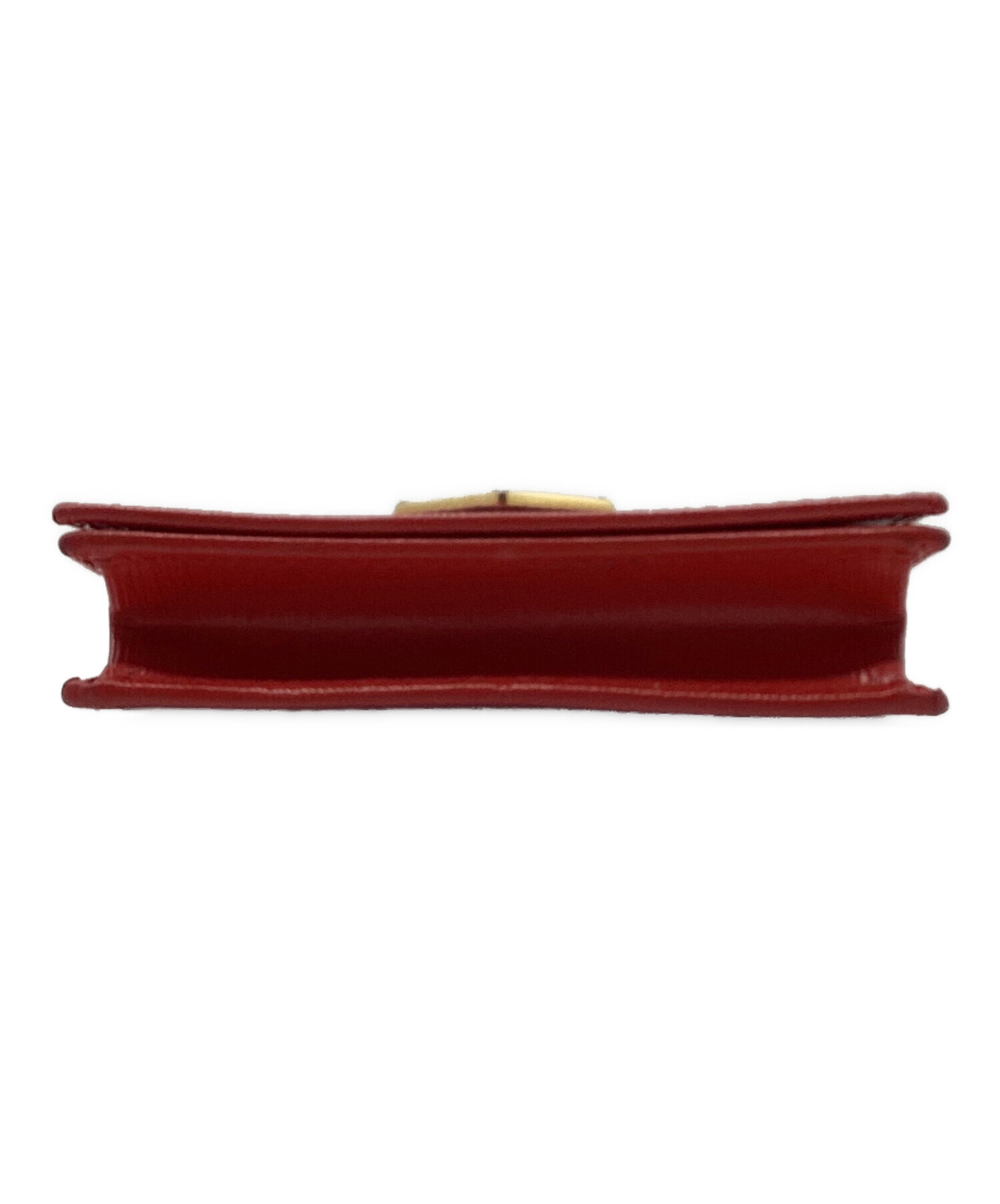 中古・古着通販】PRADA (プラダ) カードケース 三角プレート レッド