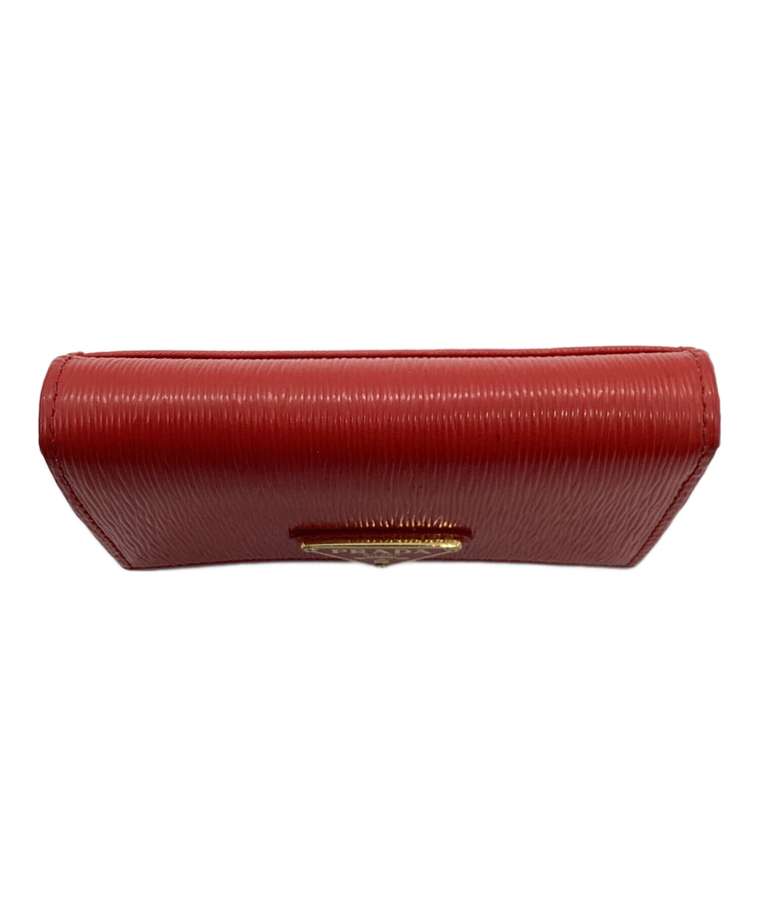 中古・古着通販】PRADA (プラダ) カードケース 三角プレート レッド
