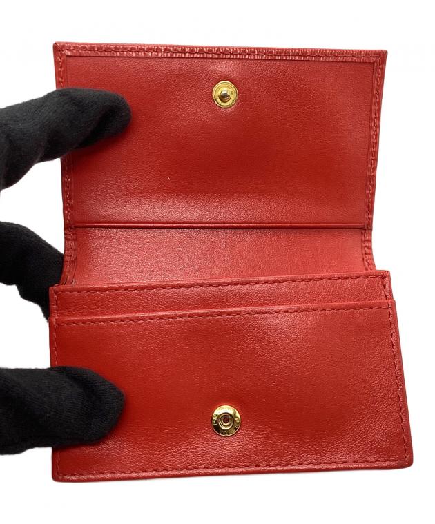未使用展示品　箱・カード付き　PRADA プラダ　キーケース　三角プレート　赤 中古・古着通販】PRADA (プラダ) カードケース 三角プレート レッド
