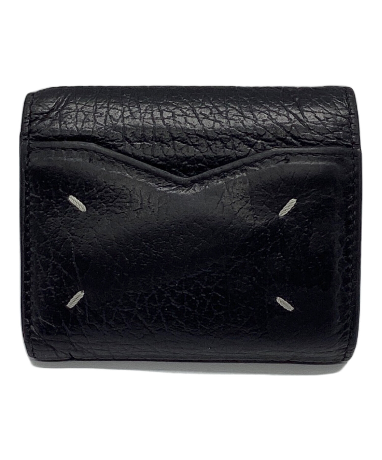 中古 正規品 Maison Margiela レザー 二つ折り財布 ブラック 中古・古着通販】Maison Margiela (メゾンマルジェラ) 2つ折り財布