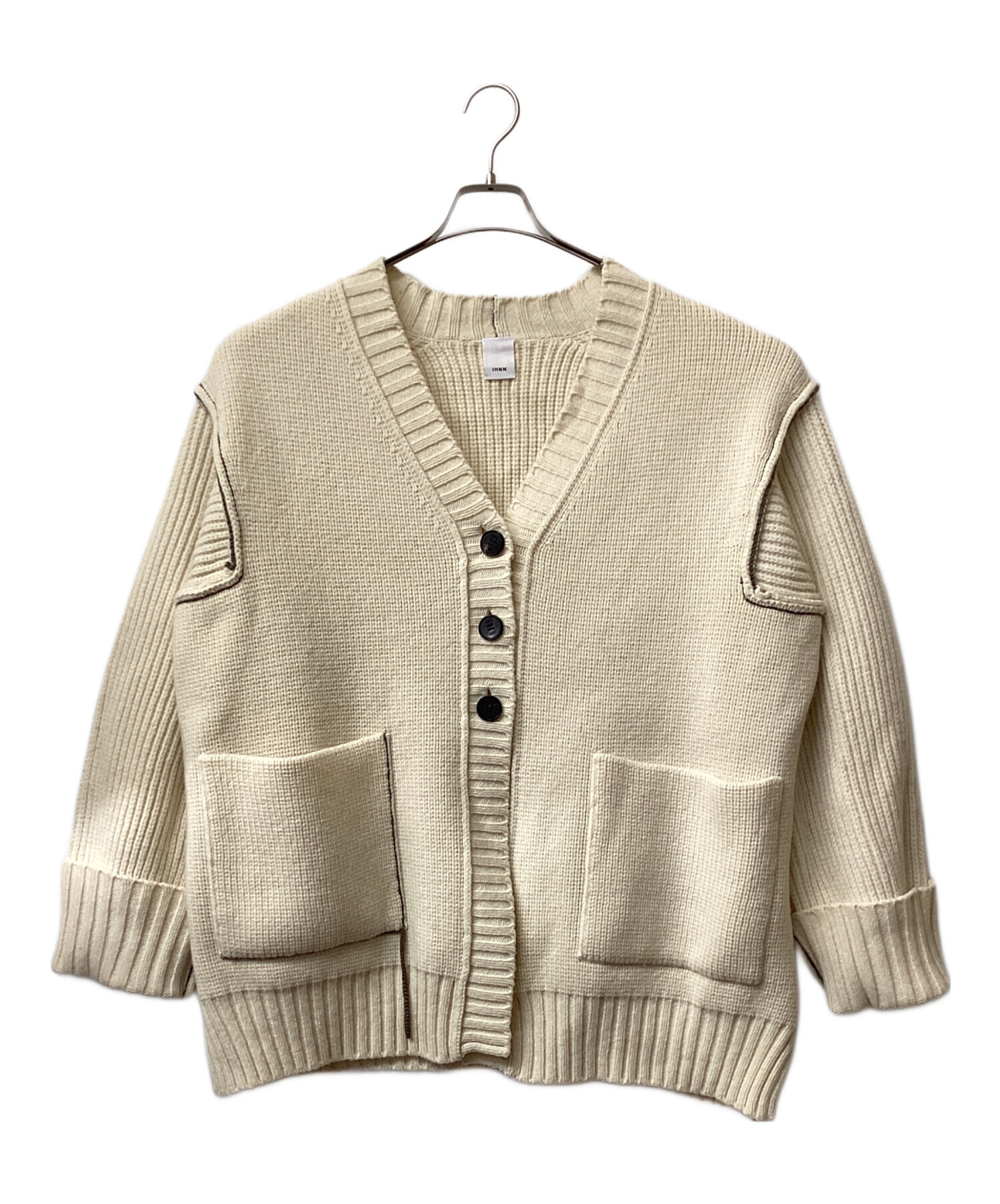 中古・古着通販】IHNN (イン) カラーステッチローゲージカーディガン  
