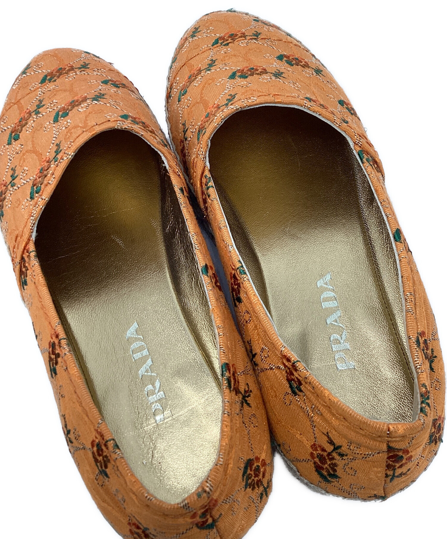 PRADA メタリックディスクミュール オレンジ PRADA メタリックディスク