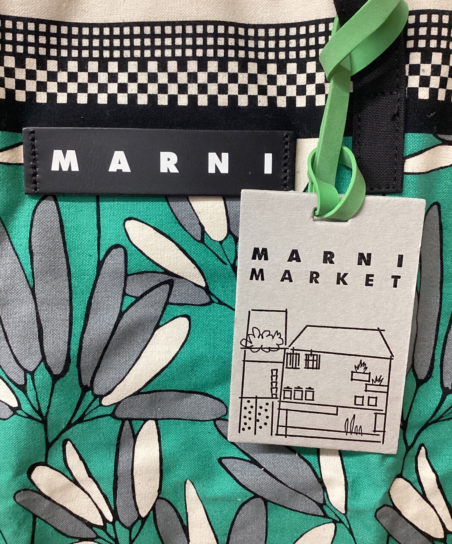 MARNI トートバッグ ホワイト/グリーン 中古・古着通販】MARNI (マルニ) MARNI トートバッグ ホワイト