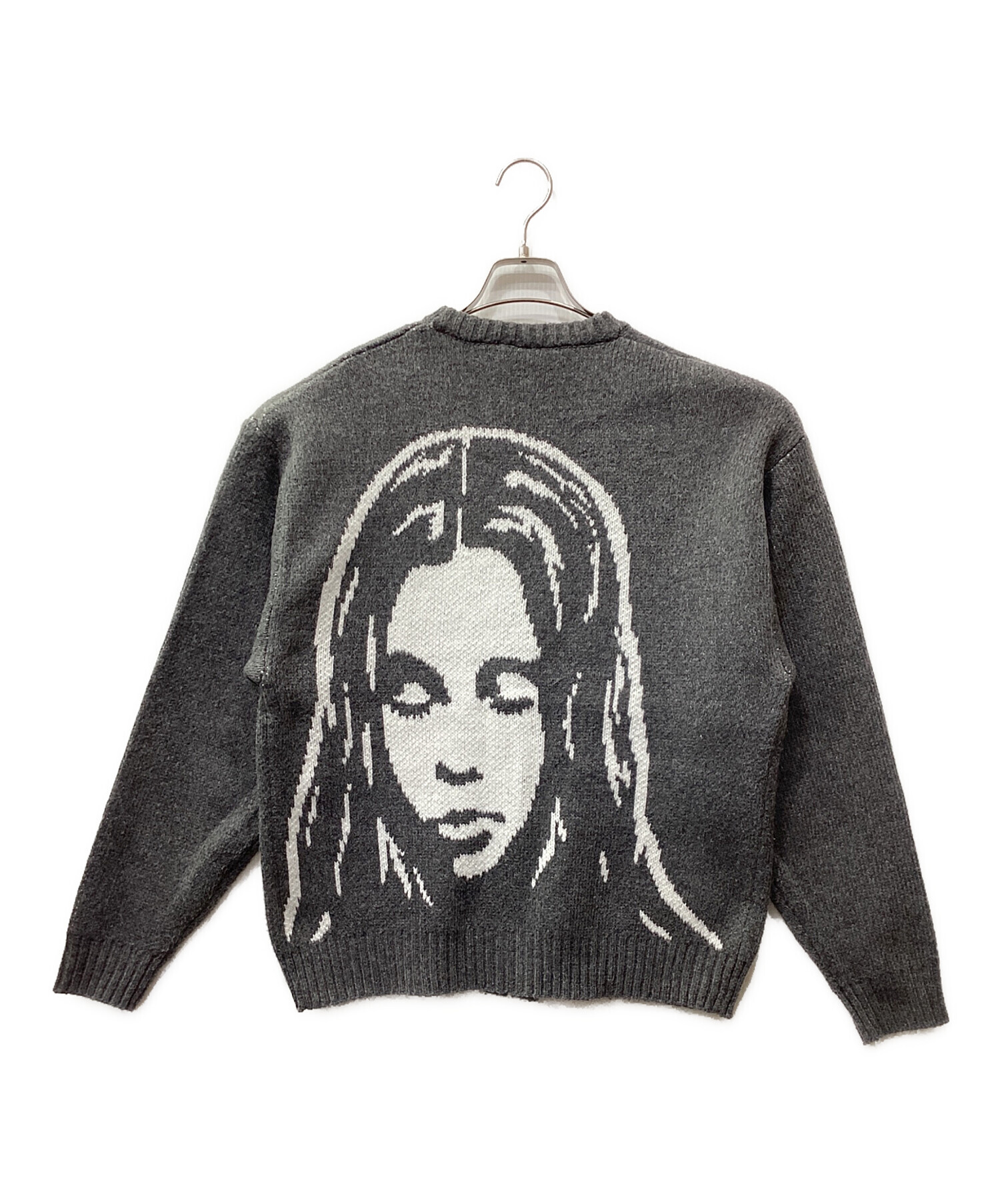 中古・古着通販】X-GIRL (エックスガール) FACE KNIT CARDIGAN グレー
