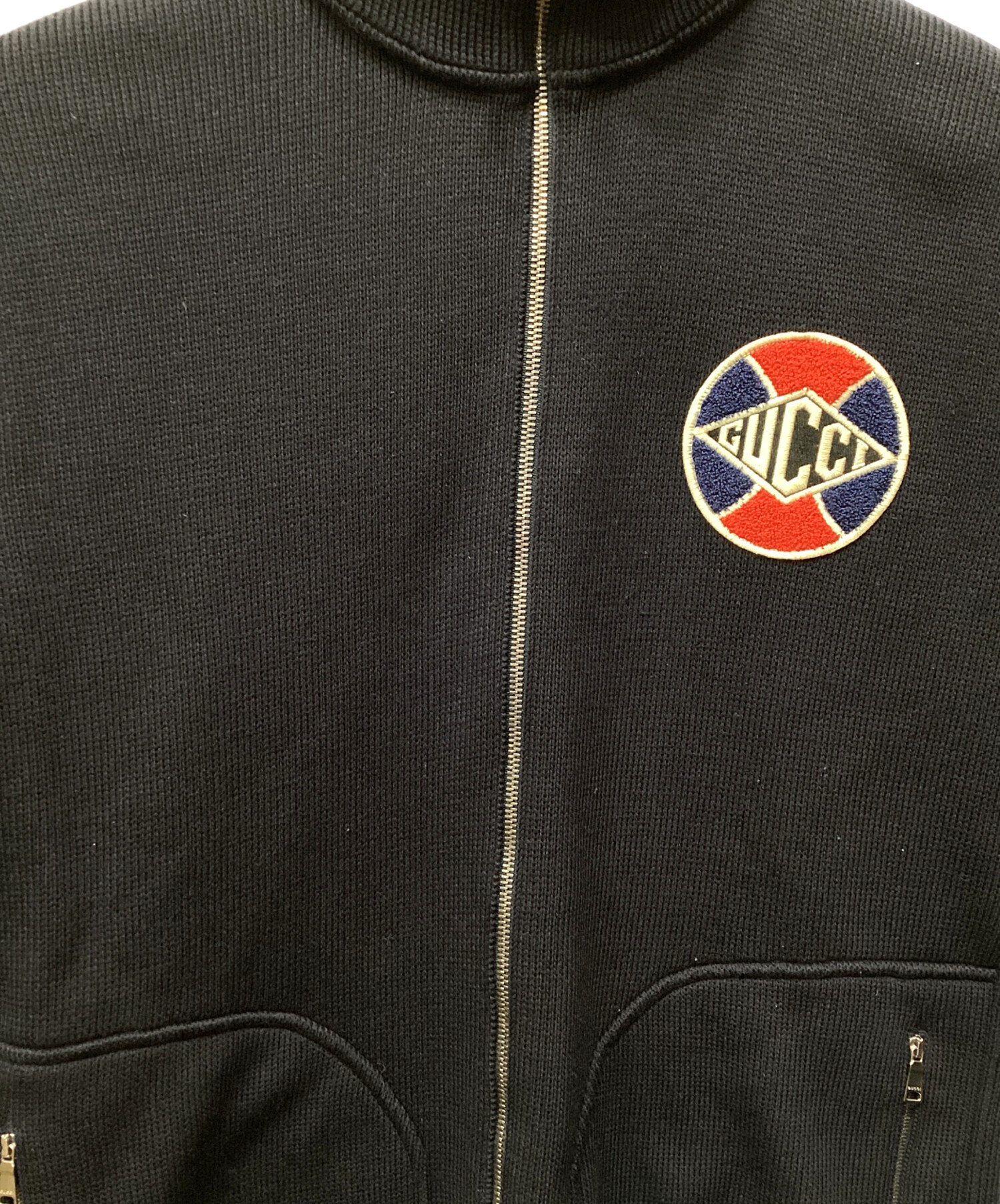 中古・古着通販】GUCCI (グッチ) ジップパーカー ネイビー×レッド