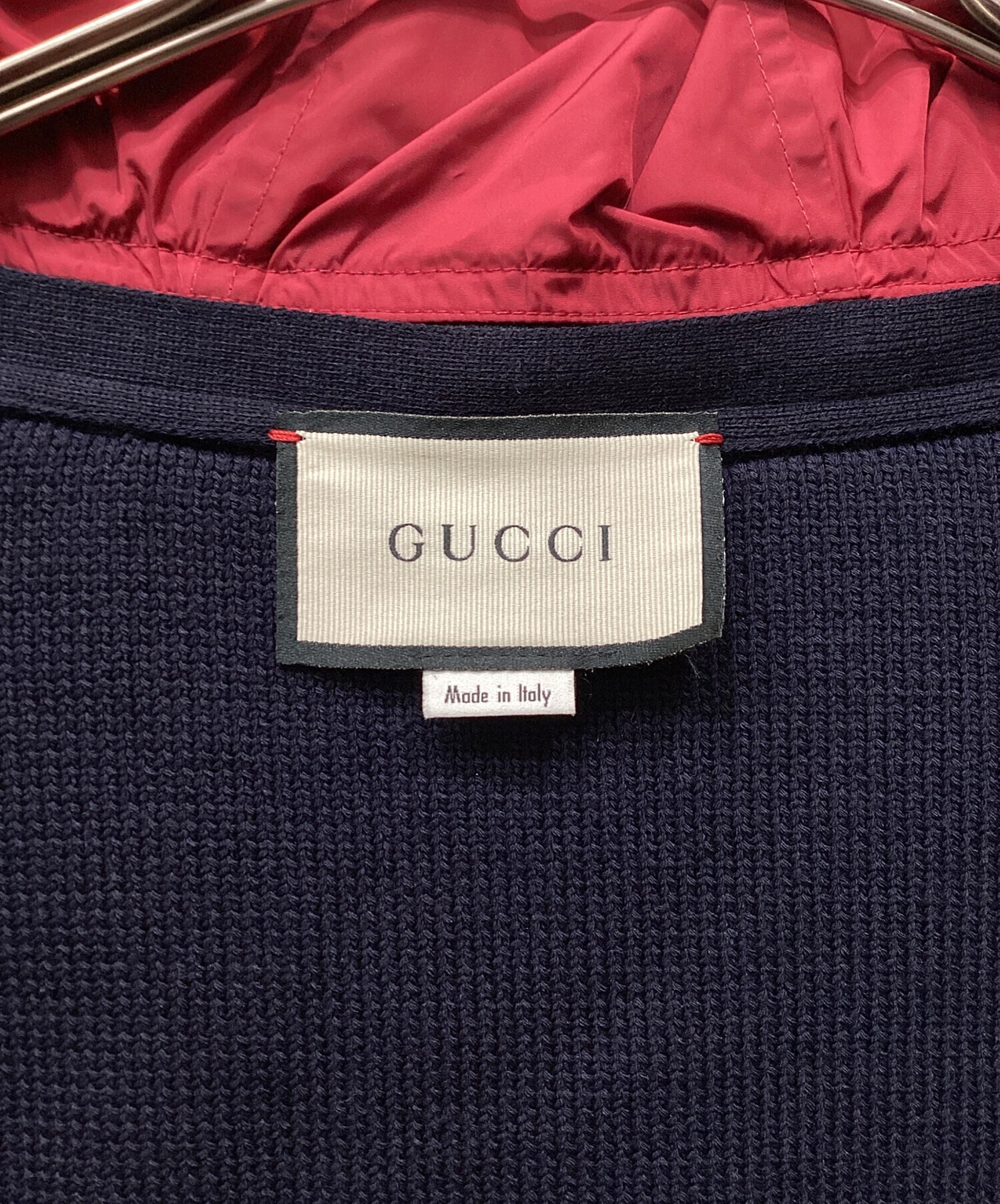 中古・古着通販】GUCCI (グッチ) ジップパーカー ネイビー×レッド