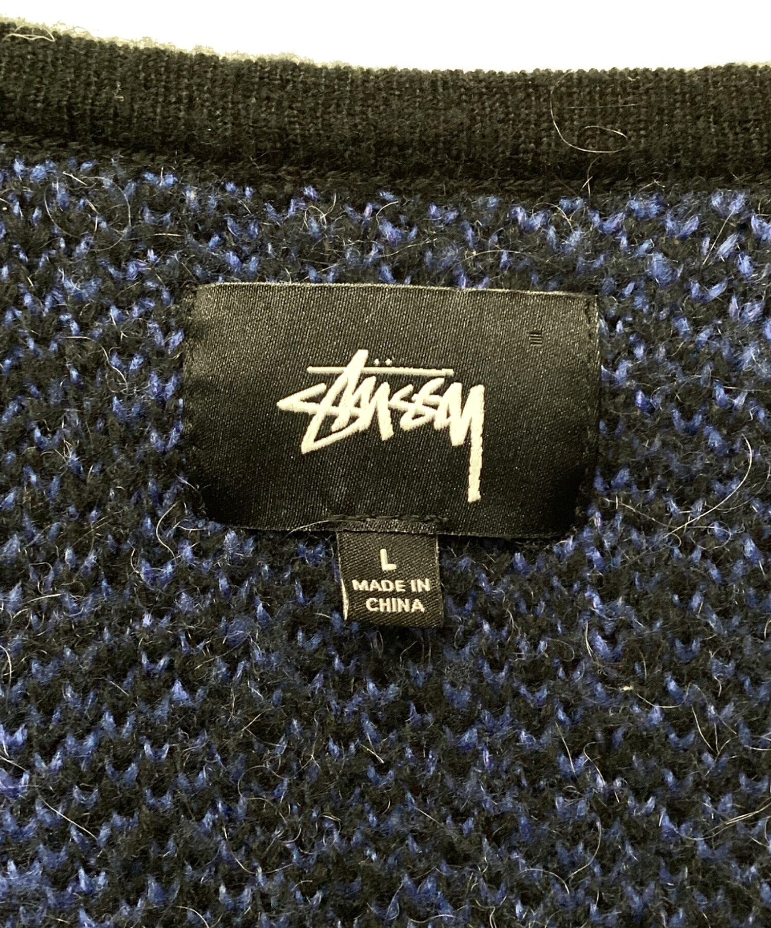中古・古着通販】stussy (ステューシー) 総柄カーディガン ブラック 