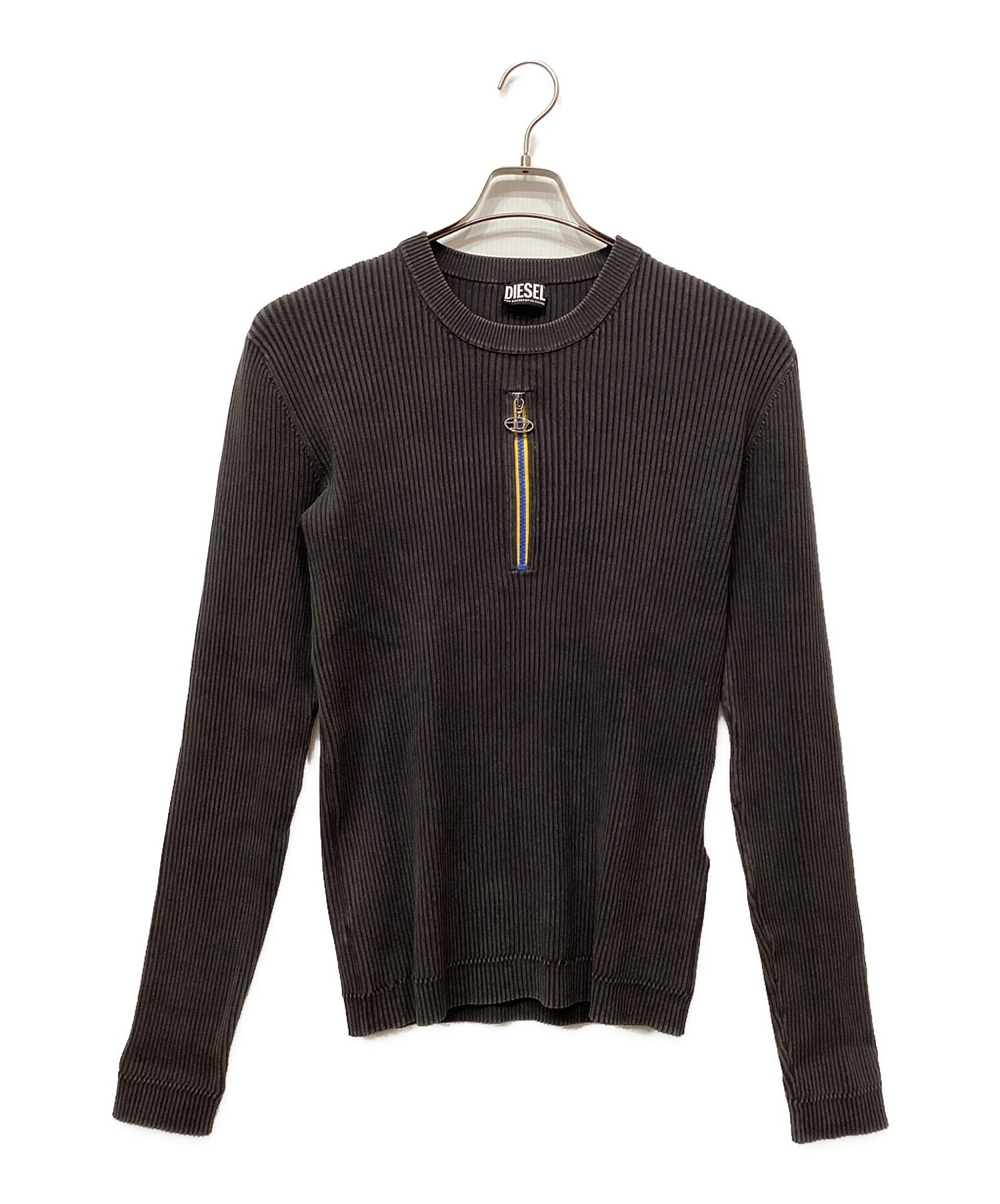 DIESEL リブセーター 中古・古着通販】DIESEL (ディーゼル) ロゴジップリブニット ダーク