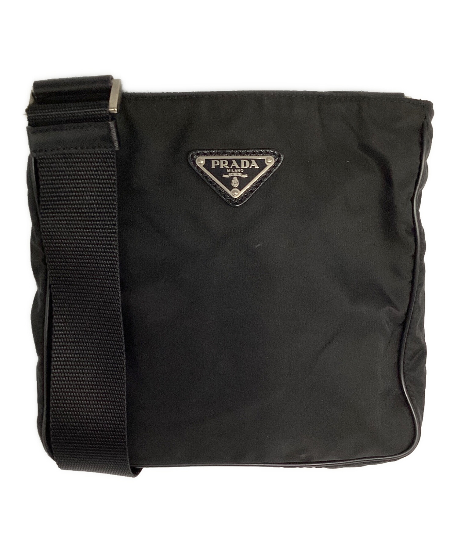 PRADA プラダ ナイロン ショルダーバッグ ナイロン ブラック 中古・古着通販】PRADA (プラダ) ナイロンショルダーバッグ ブラック