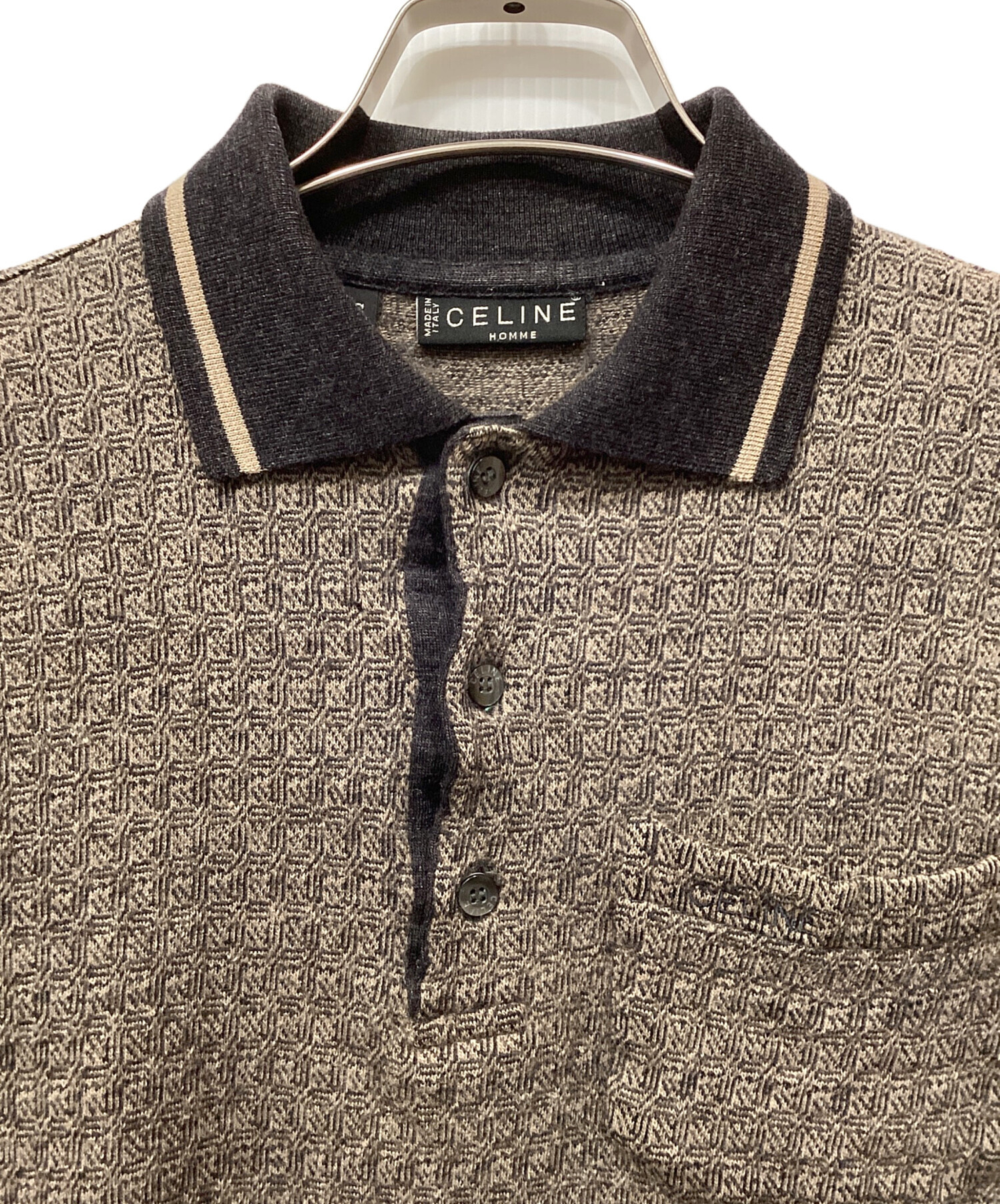 セリーヌ　CELINE HOMME メンズ　長袖ポロシャツ　ビンテージ 中古・古着通販】CELINE HOMME (セリーヌオム) ニットポロ ベージュ