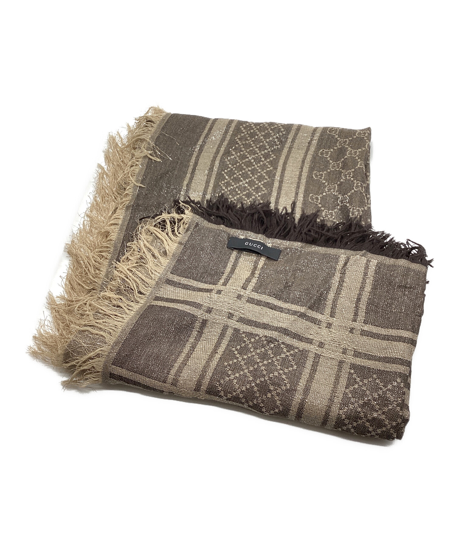 【GUCCI】大判ストール　未使用 中古・古着通販】GUCCI (グッチ) 大判ストール GG ブラウン｜ブランド