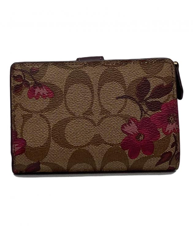 COACH コーチ シグネチャー ピンク ブラウン 茶 ゴールド金具 レザー 二つ折り財布 札入れ レディース 403048 【中古】 中古・古着通販】COACH (コーチ) 2つ折り財布 シグネチャー ブラウン