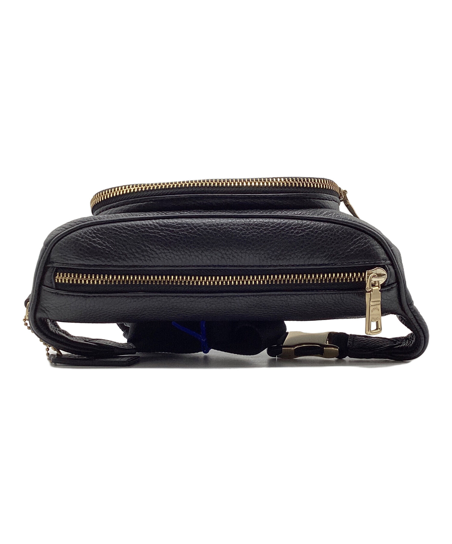 COACHブラックレザー ボディバッグ ゴールドジッパー 中古・古着通販】COACH (コーチ) ボディーバッグ ブラック×ゴールド